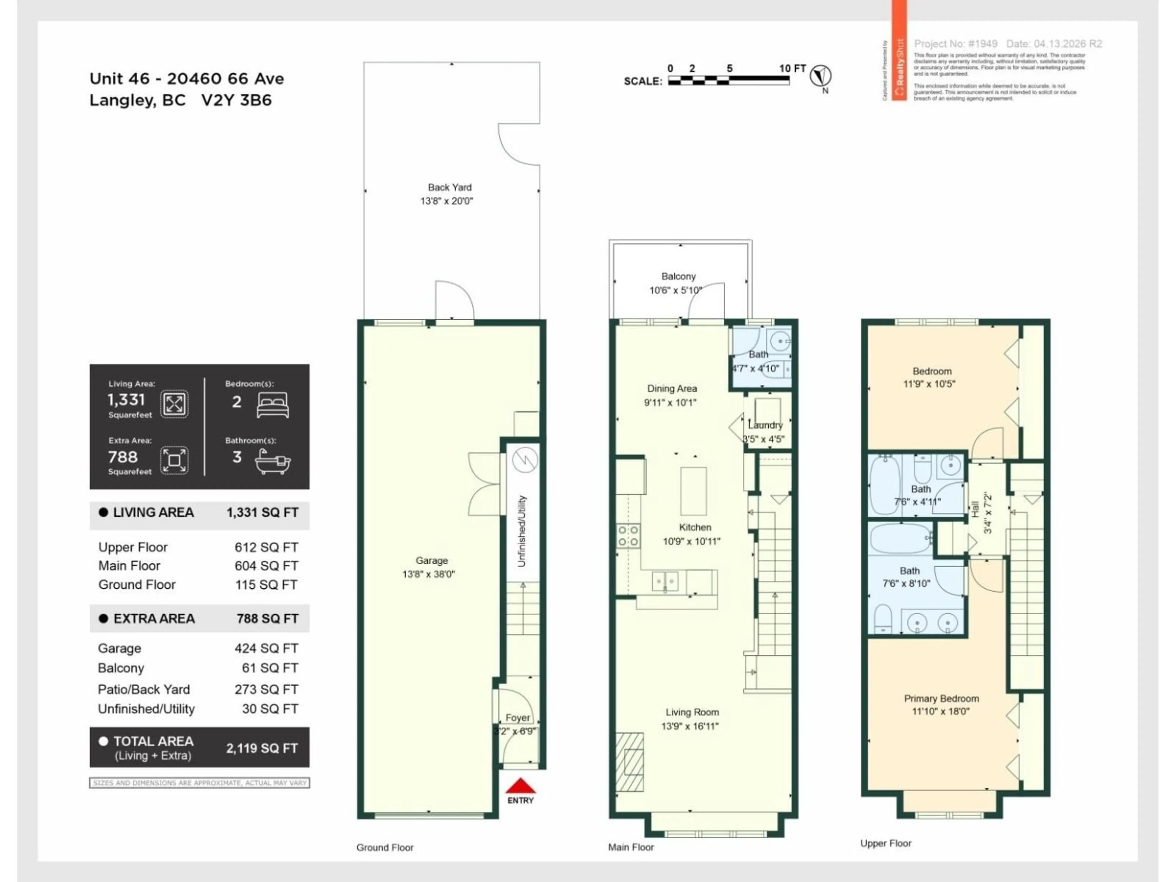 Floor plan for 46 - 20460 66 AVENUE, Langley British Columbia V2Y3B6