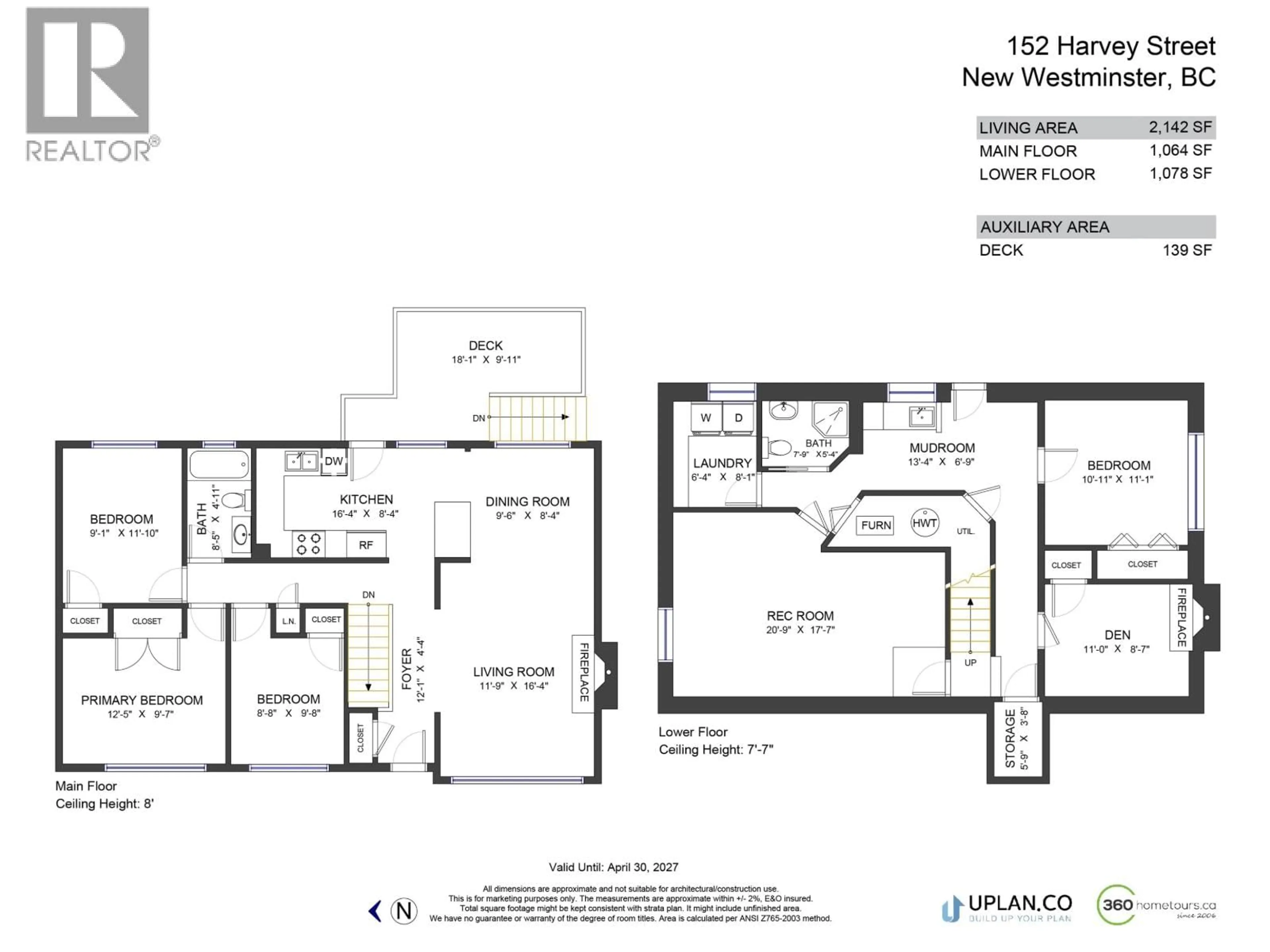 Floor plan for 152 HARVEY STREET, New Westminster British Columbia V3L4G2