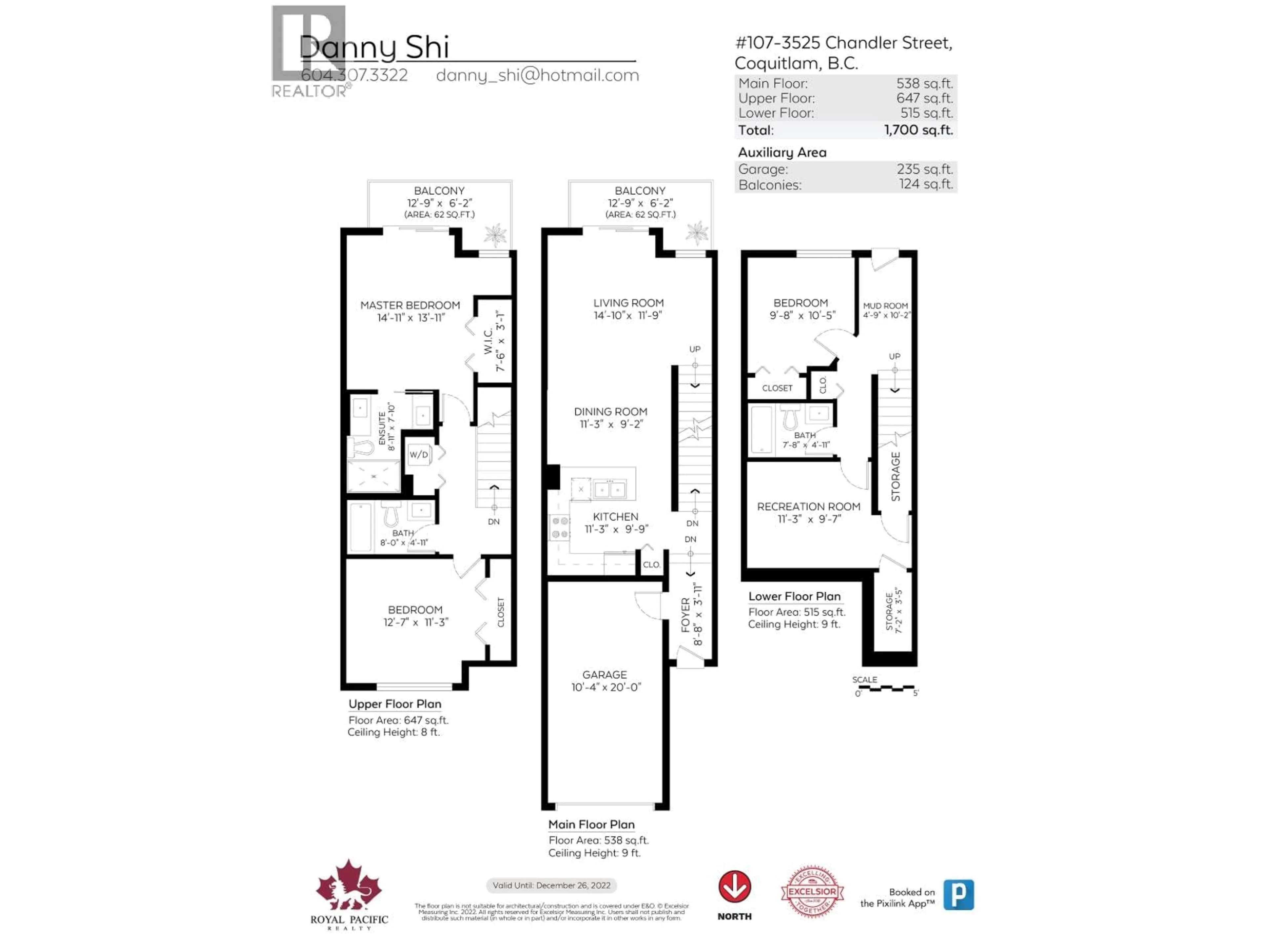 Floor plan for 107 - 3525 CHANDLER STREET, Coquitlam British Columbia V3E0L9