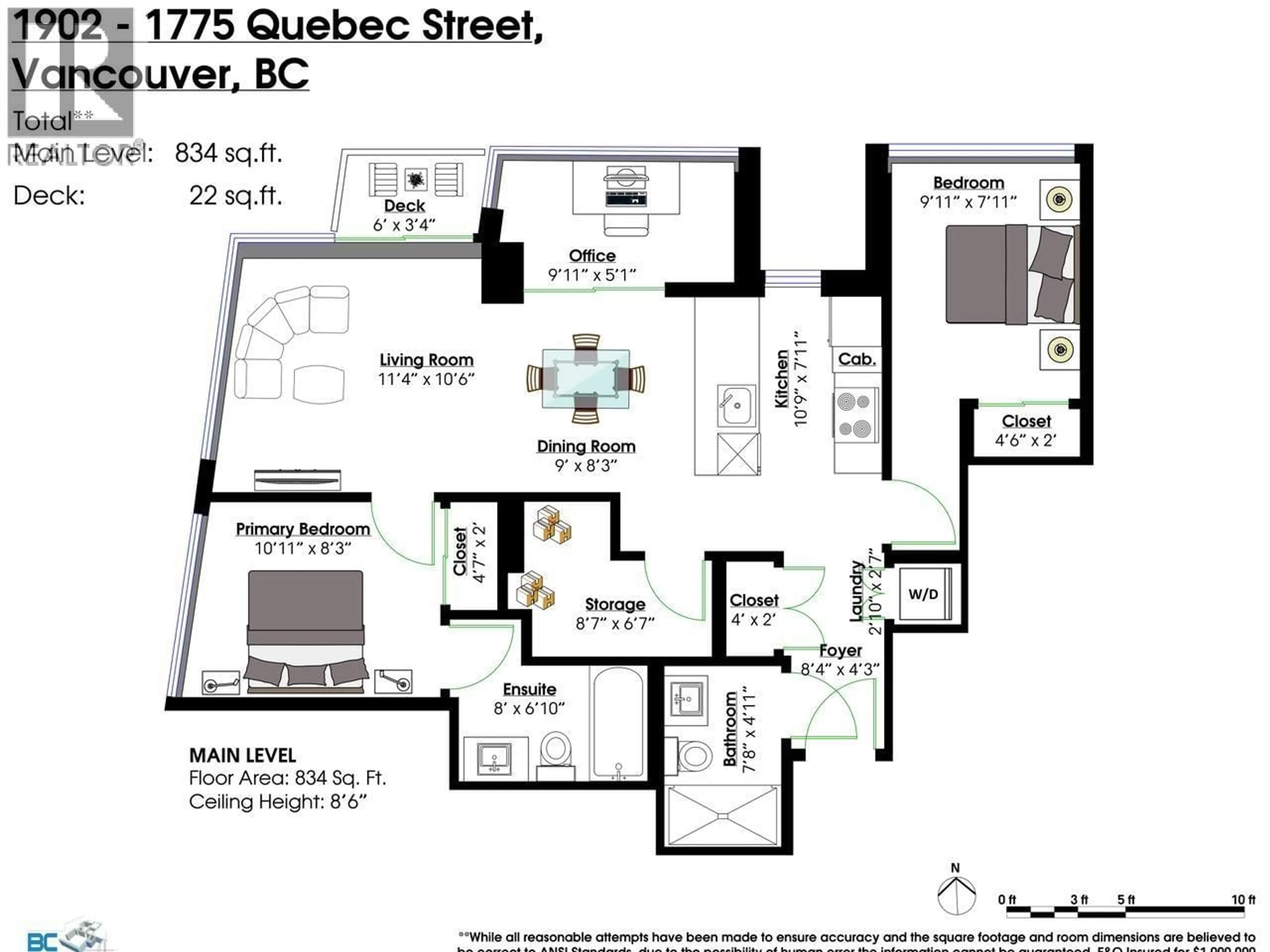 Floor plan for 1902 - 1775 QUEBEC STREET, Vancouver British Columbia V5T0E3