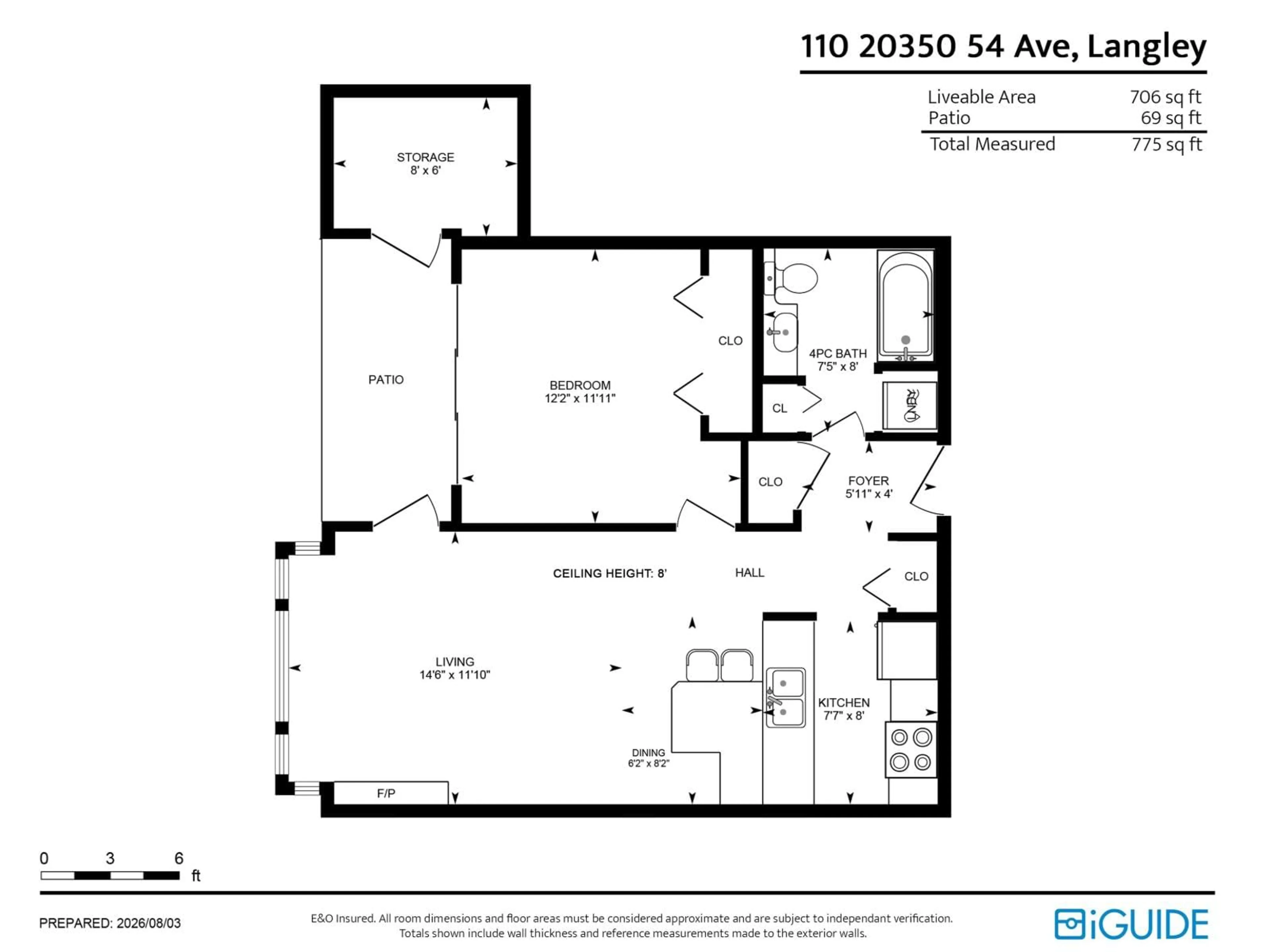 Floor plan for 110 - 20350 54 AVENUE, Langley British Columbia V3A8J4