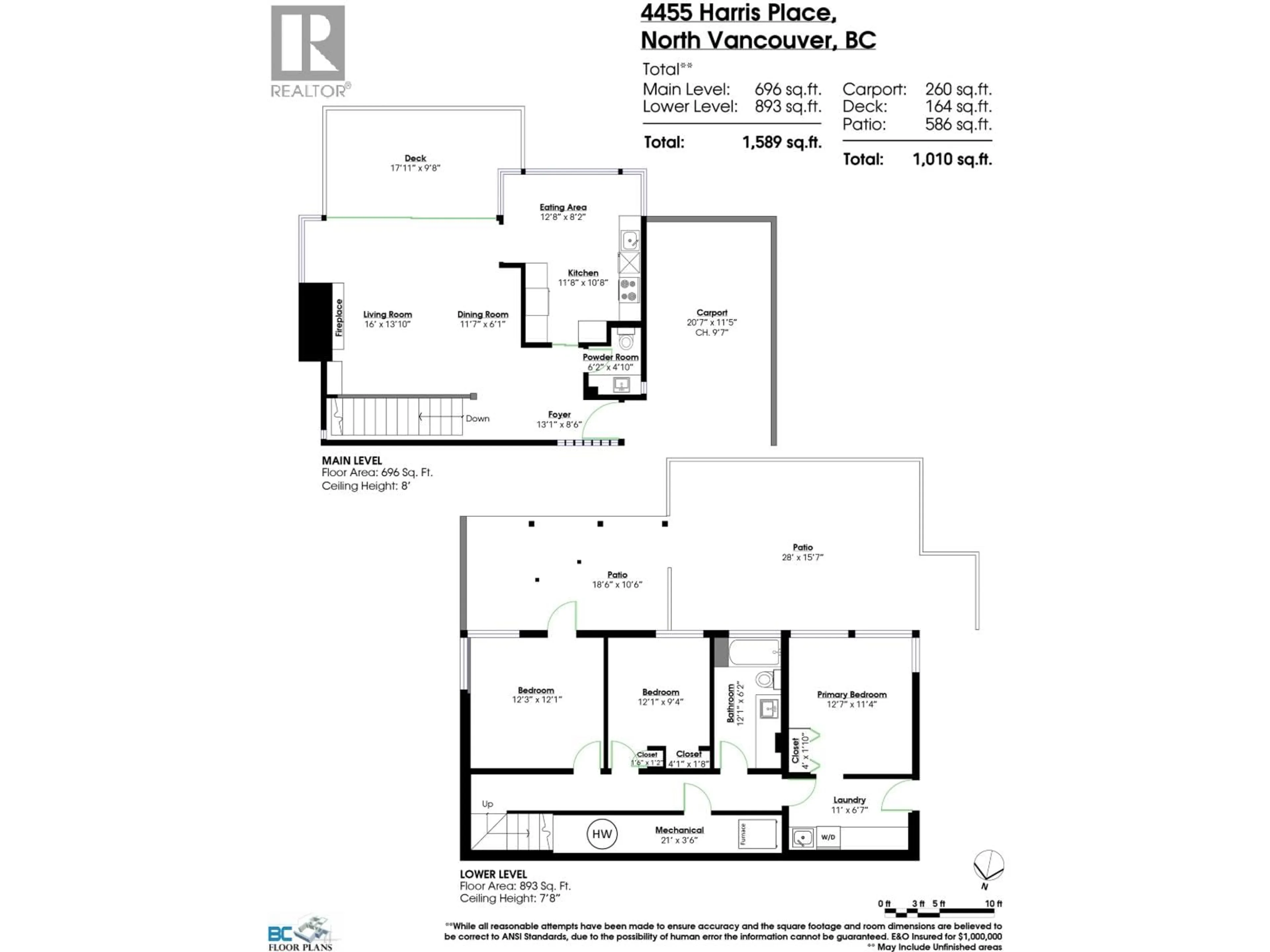Floor plan for 4455 HARRIS PLACE, North Vancouver British Columbia V7G1E9