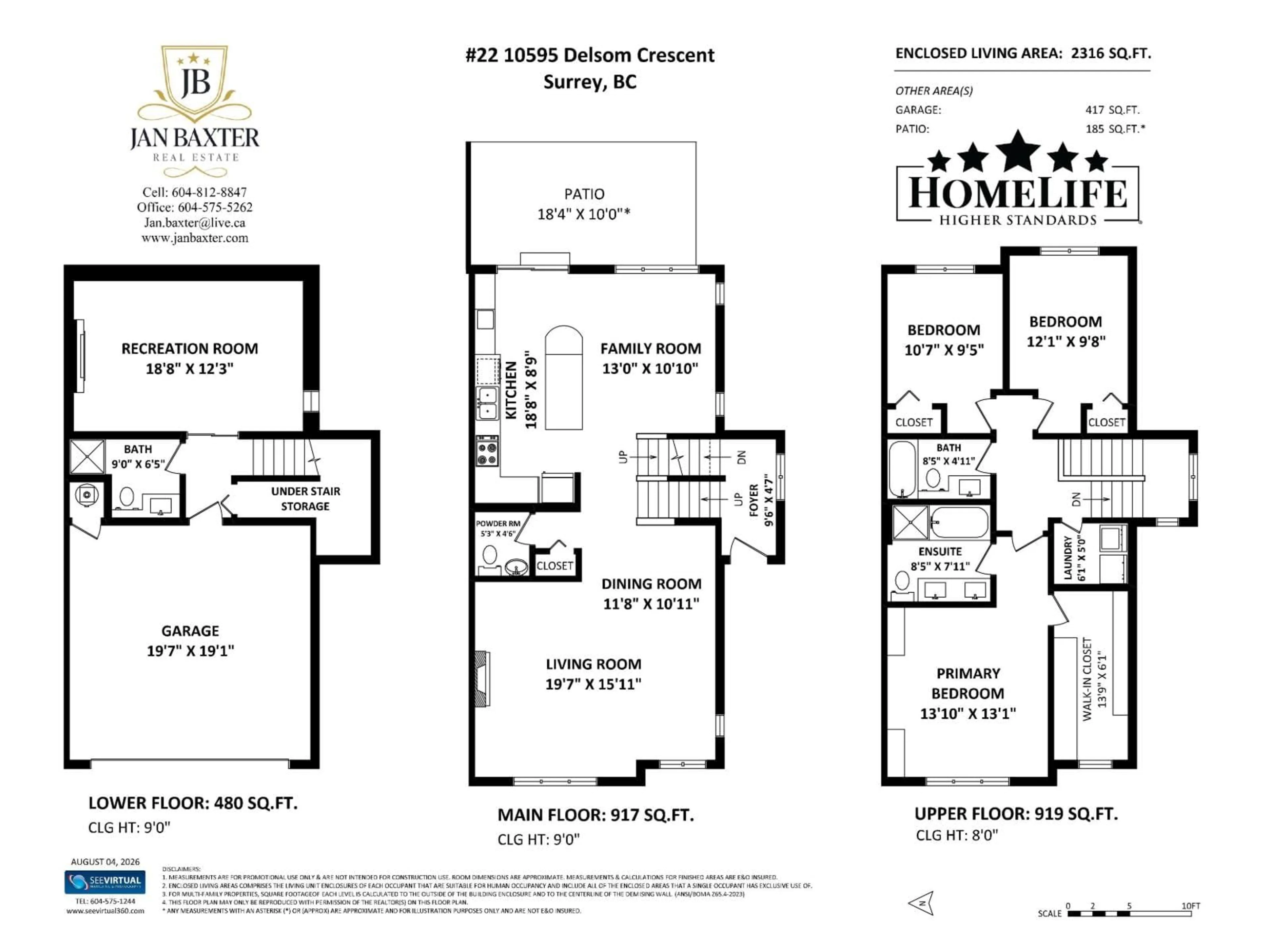 Floor plan for 22 - 10595 DELSOM CRESCENT, Delta British Columbia V4C0C2