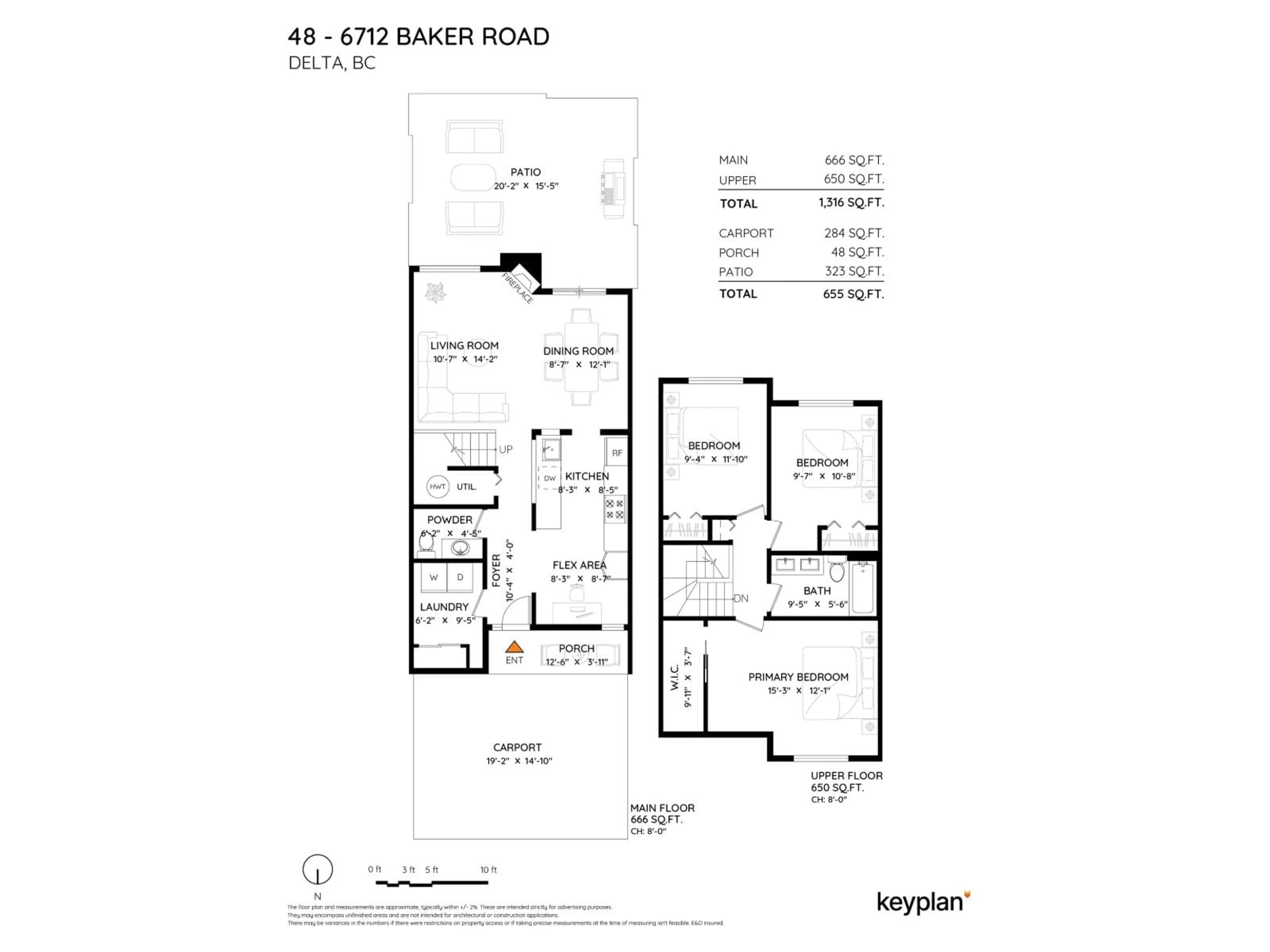 Floor plan for 48 - 6712 BAKER ROAD, Delta British Columbia V4E2V3