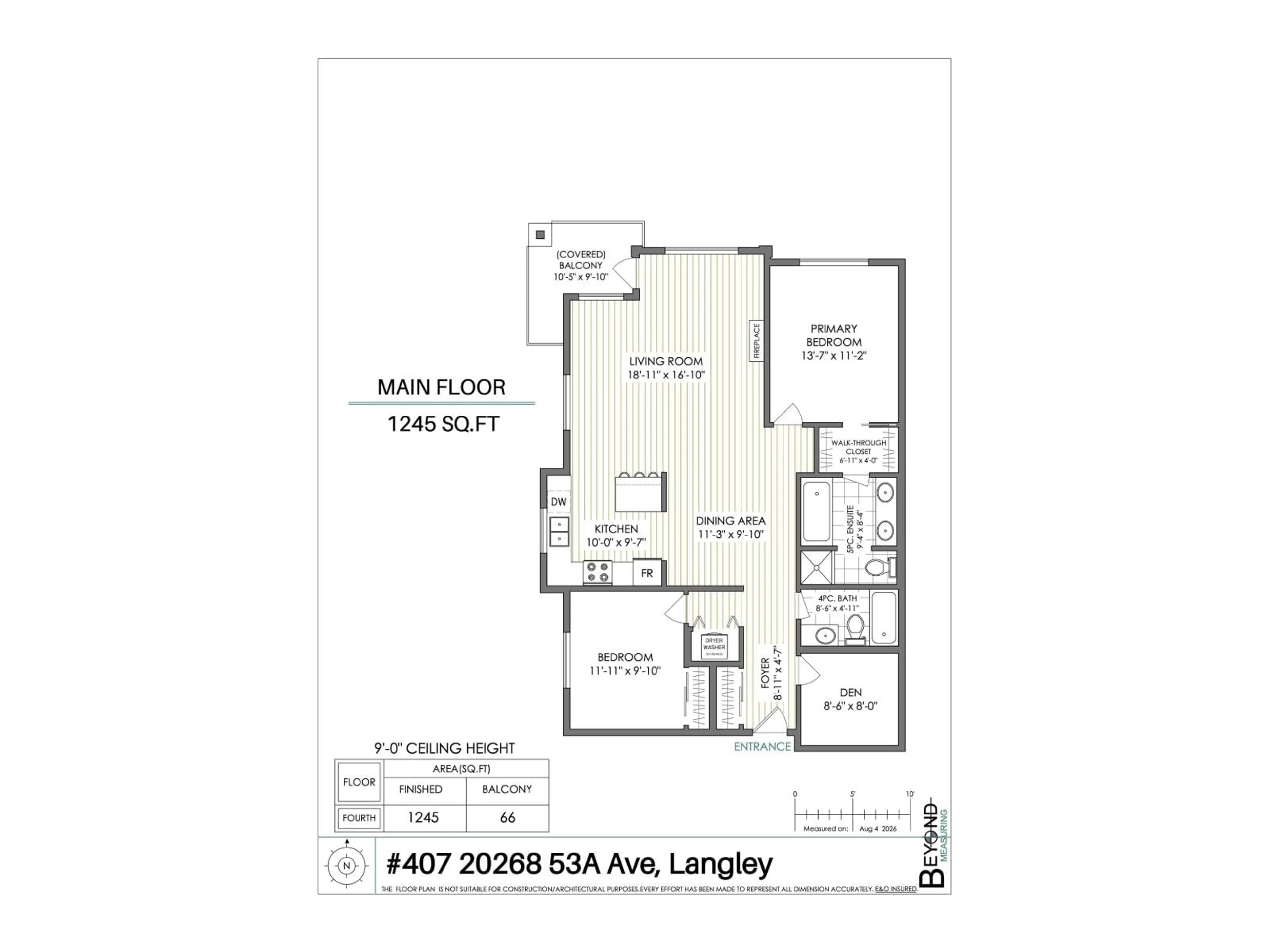 Floor plan for 407 - 20286 53A AVENUE, Langley British Columbia V3A0A8