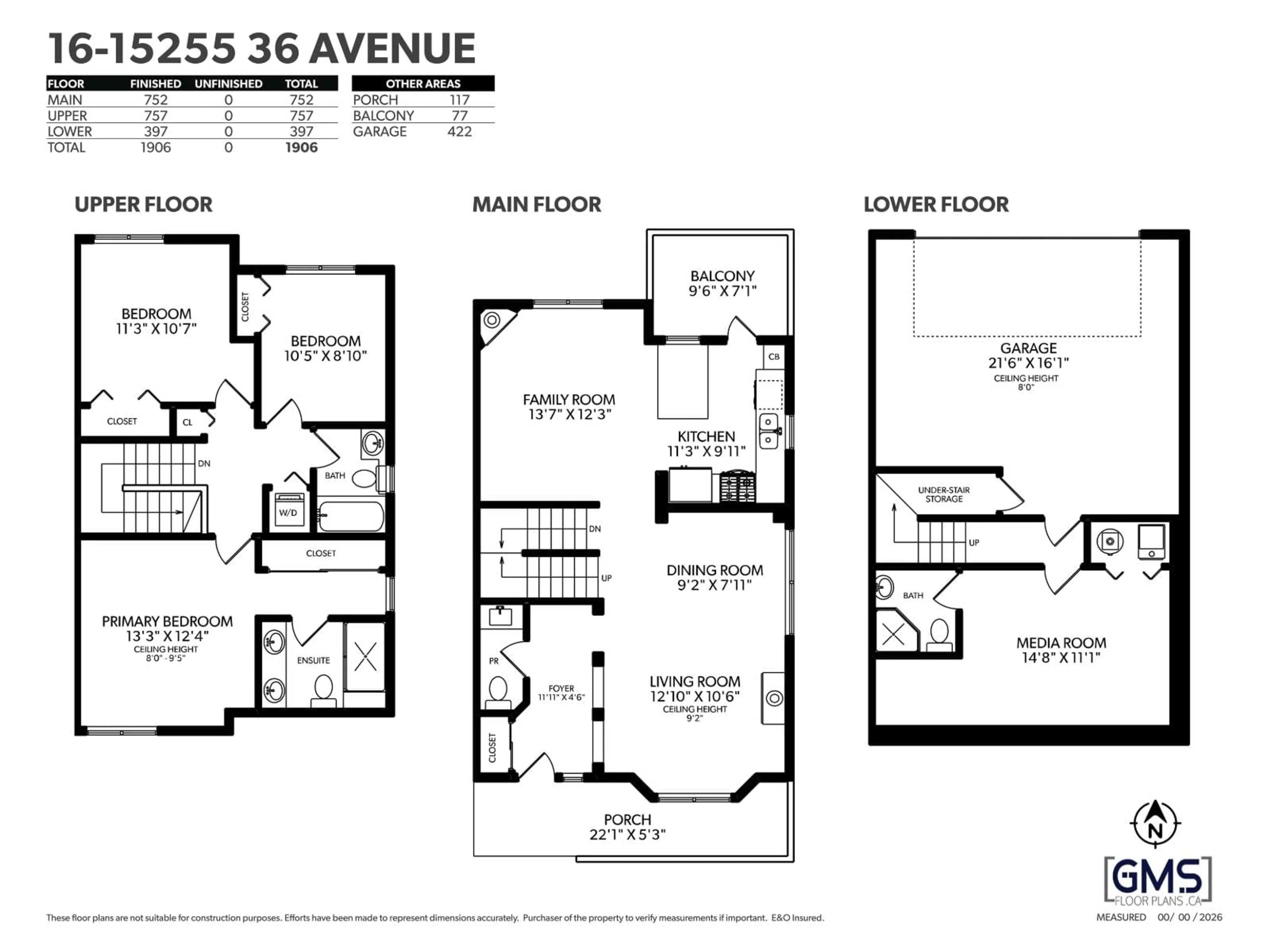 Floor plan for 16 - 15255 36 AVENUE, Surrey British Columbia V3Z0Y4