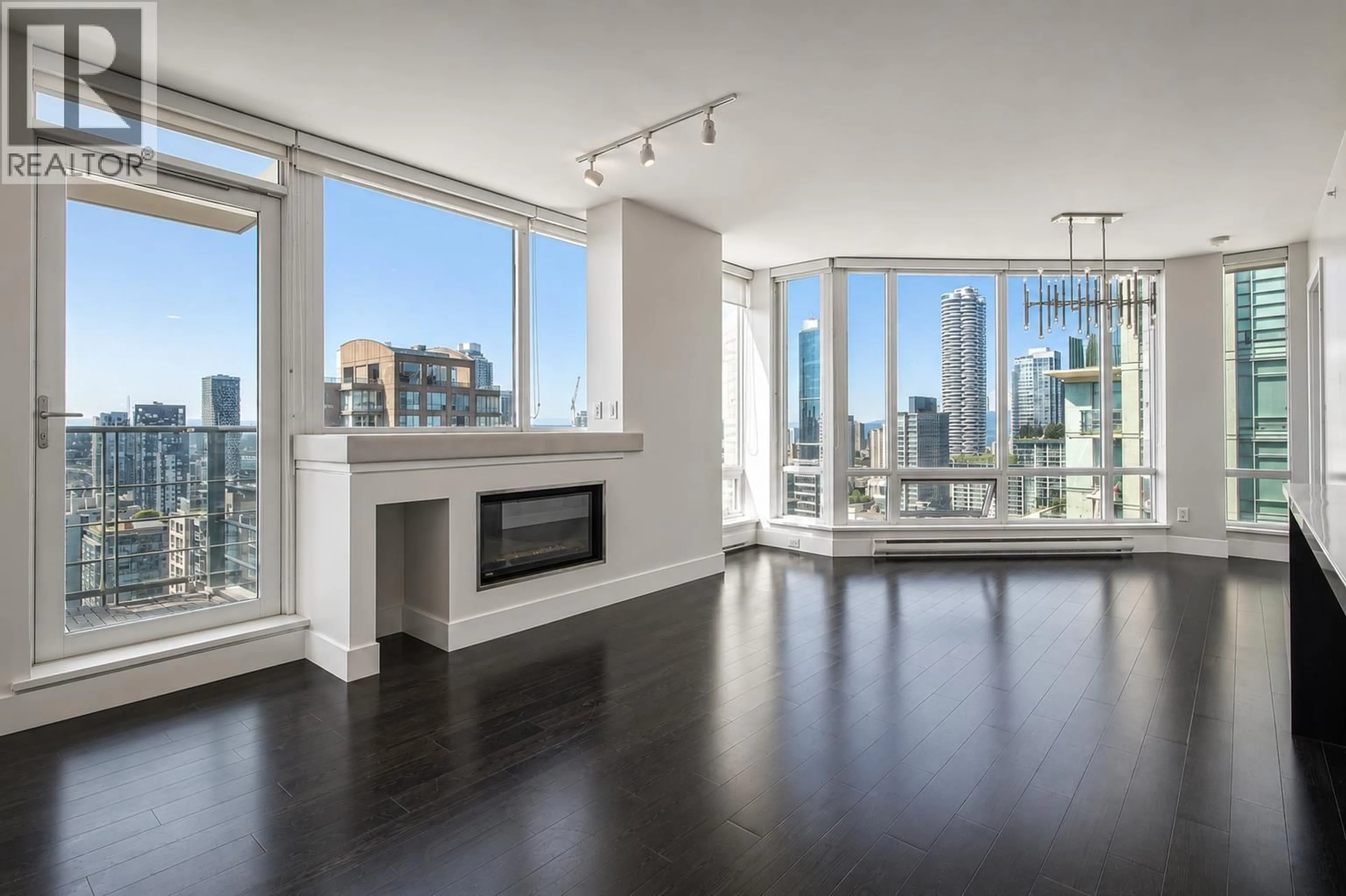 Living room with furniture, wood/laminate floor for 2905 - 535 SMITHE STREET, Vancouver British Columbia V6B0H2