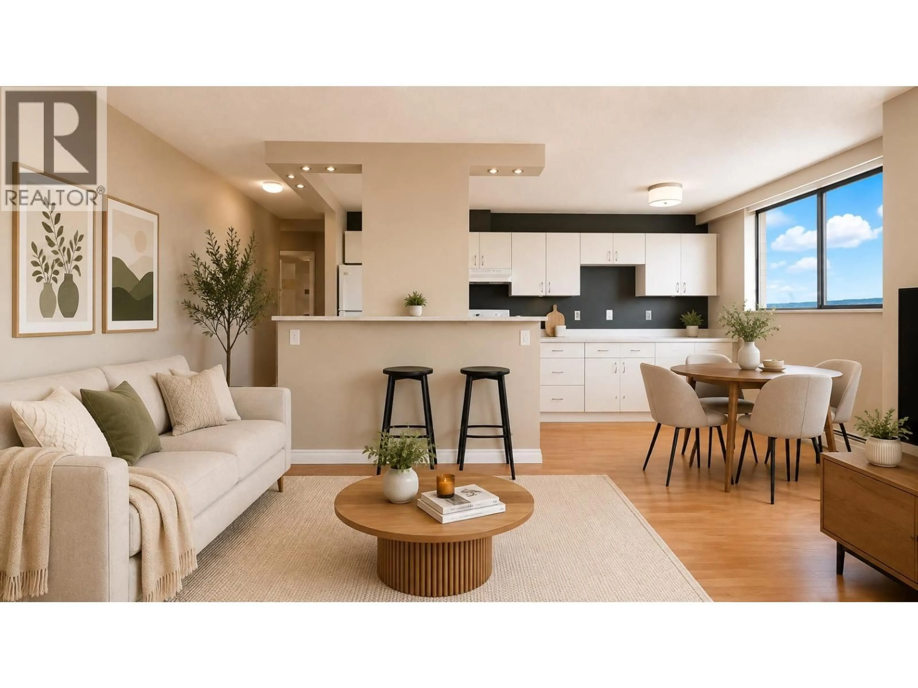 Living room with furniture, wood/laminate floor for 1607 - 145 ST. GEORGES AVENUE, North Vancouver British Columbia V7L3G8