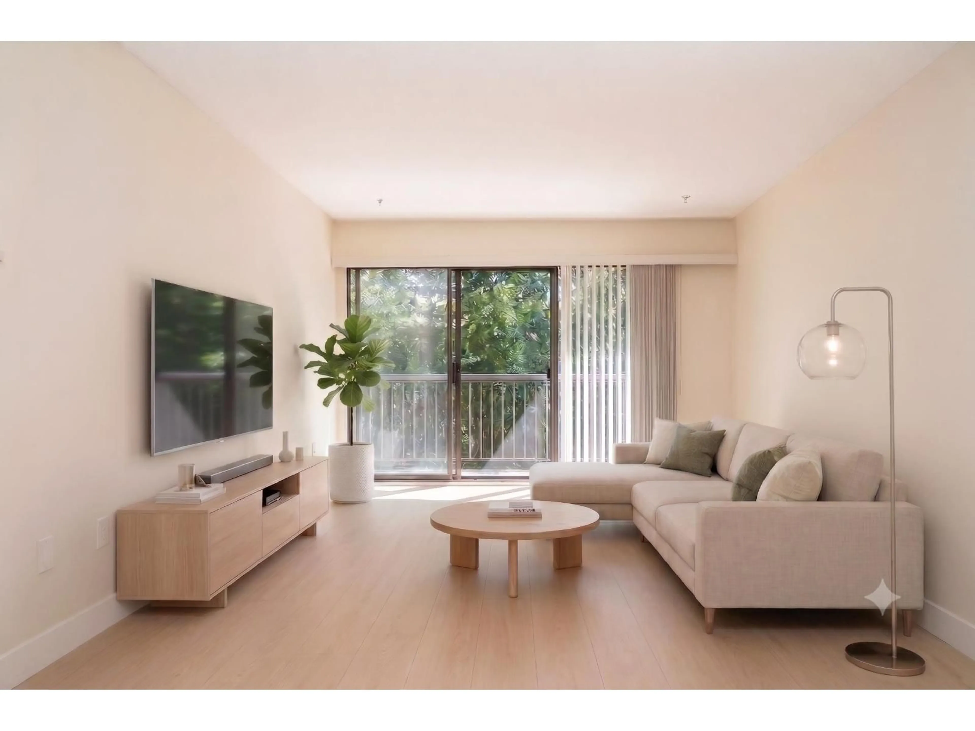 Living room with furniture, wood/laminate floor for 208 - 15020 NORTH BLUFF ROAD, White Rock British Columbia V4B5A4