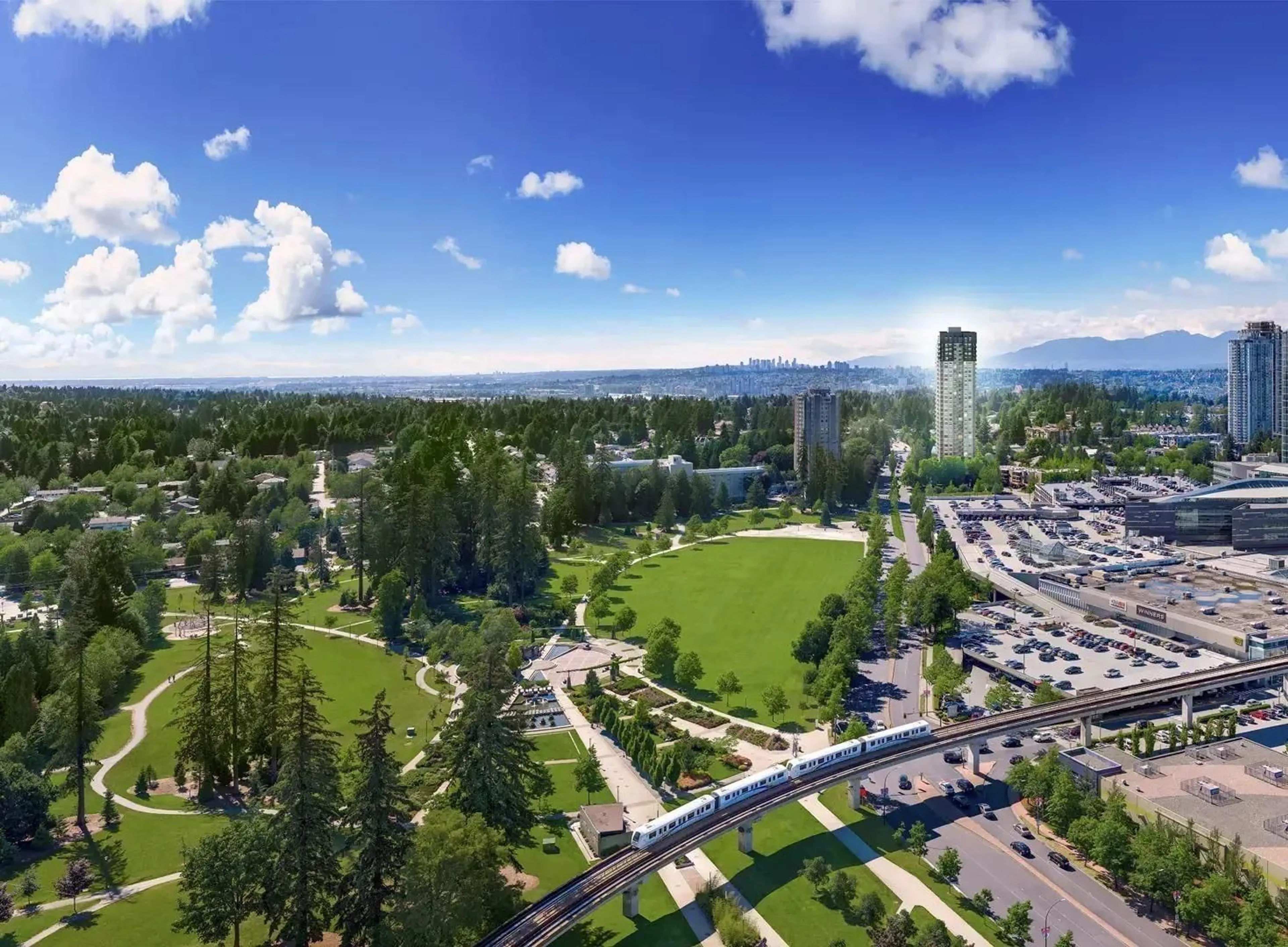 A pic from outside/outdoor area/front of a property/back of a property/a pic from drone, mountain view for 905 - 13387 OLD YALE ROAD, Surrey British Columbia V3T0V6
