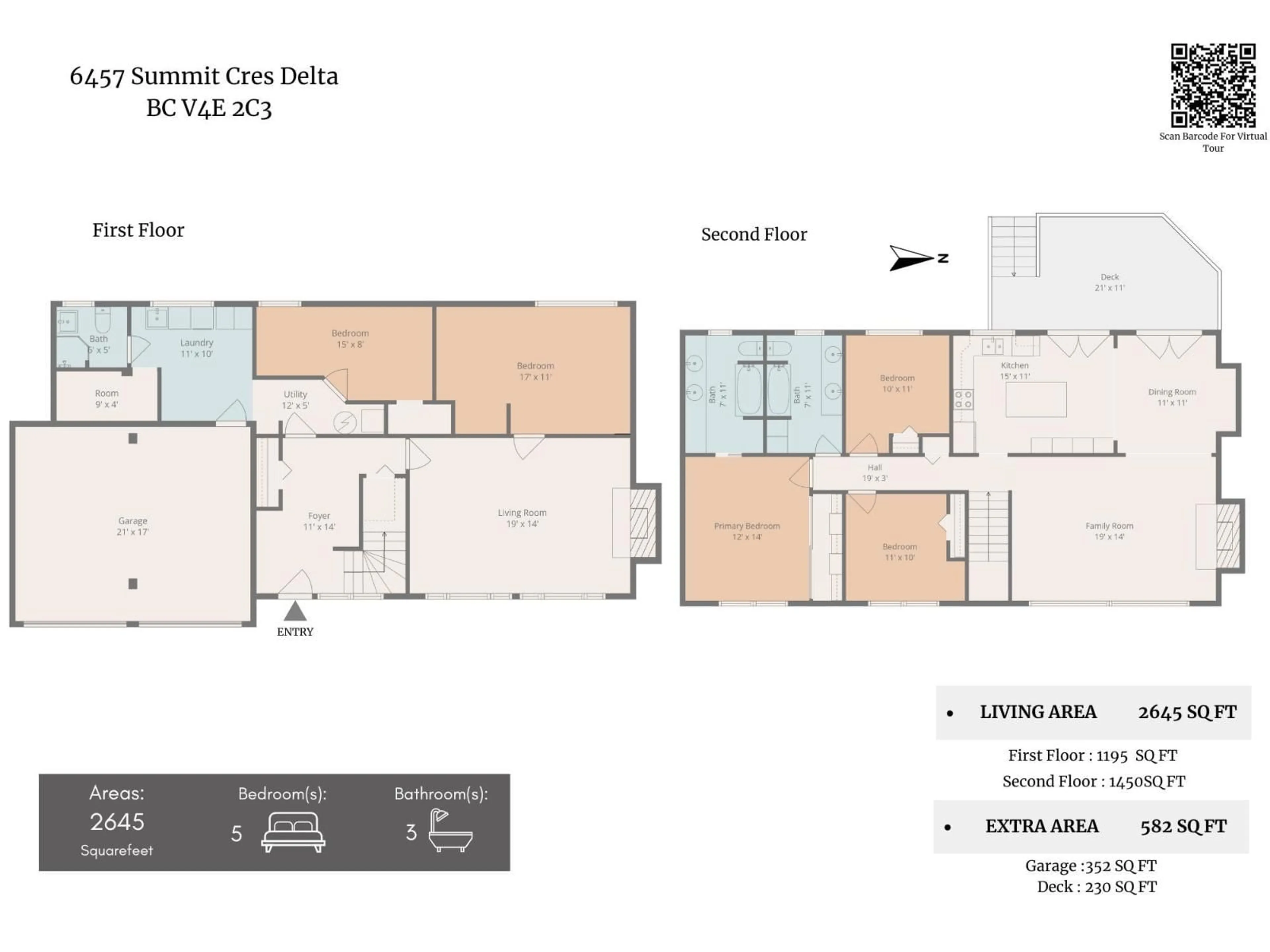Floor plan for 6457 SUMMIT CRESCENT, Delta British Columbia V4E2C3