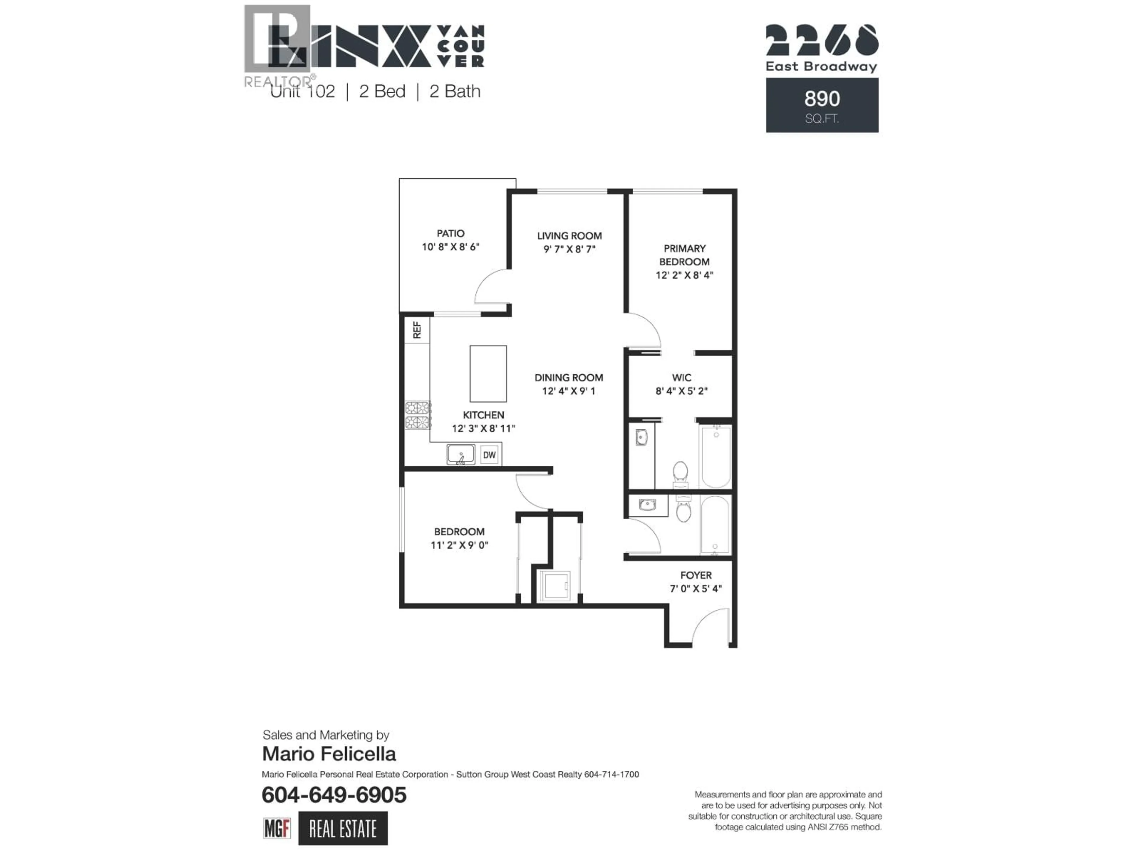 Floor plan for 102 - 2268 BROADWAY, Vancouver British Columbia V5N0L2