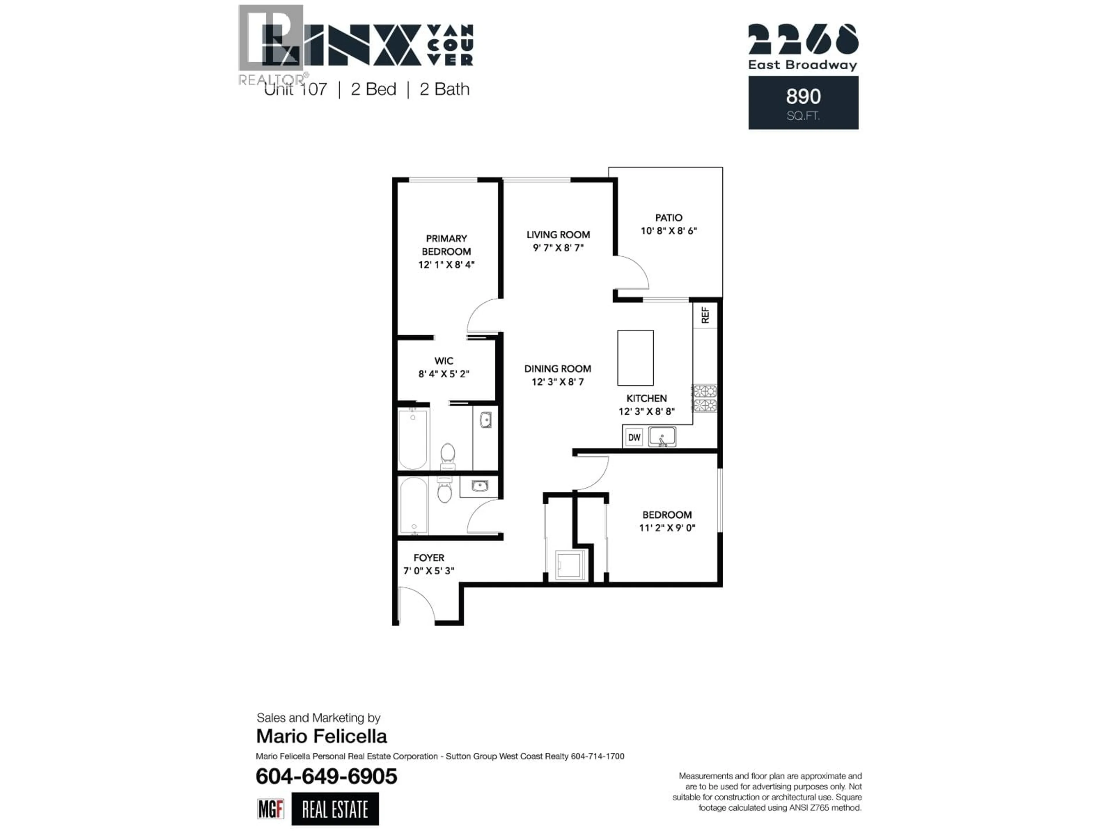 Floor plan for 107 - 2268 BROADWAY, Vancouver British Columbia V5N0L2