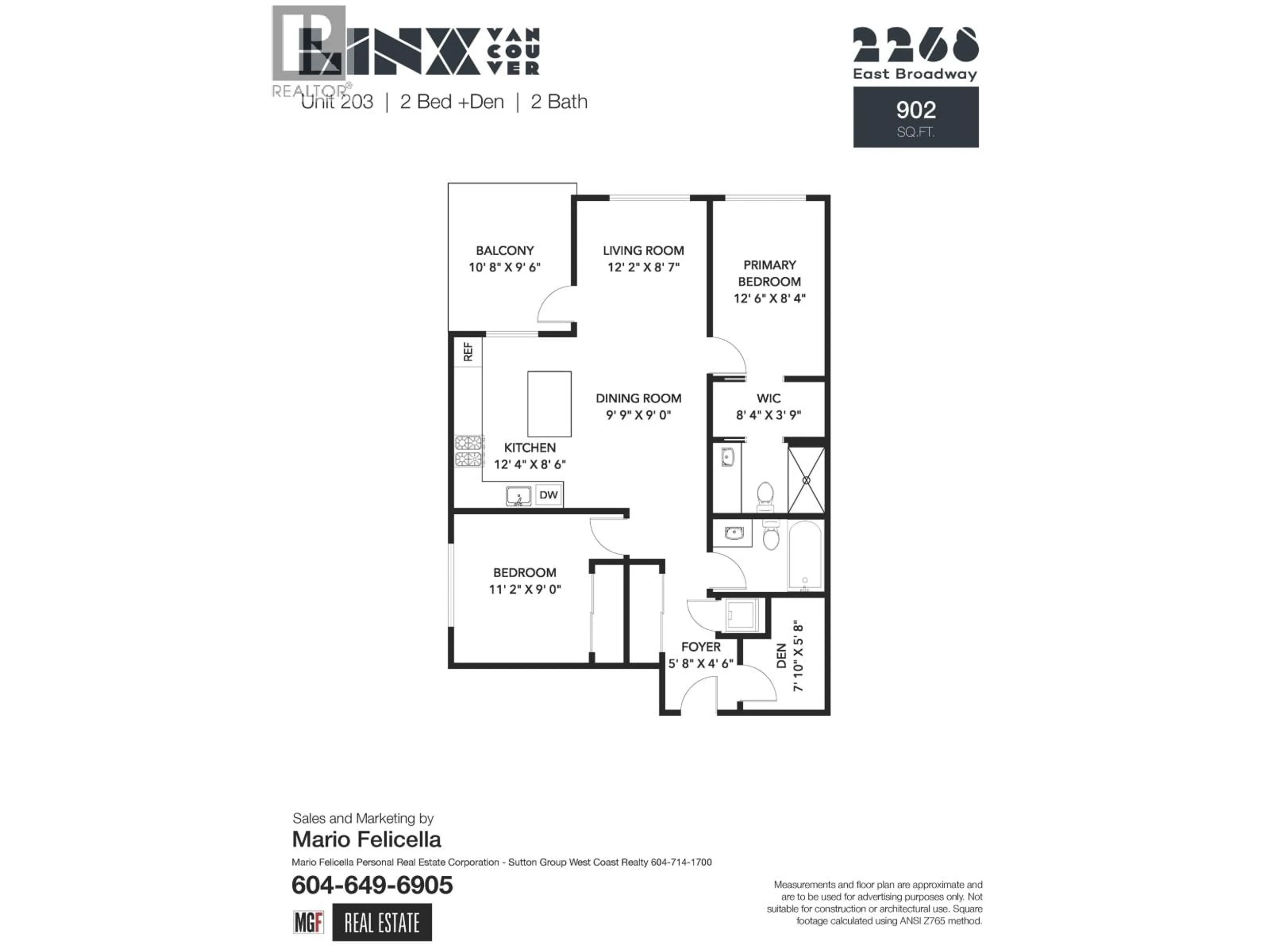 Floor plan for 203 - 2268 BROADWAY, Vancouver British Columbia V5N0L2