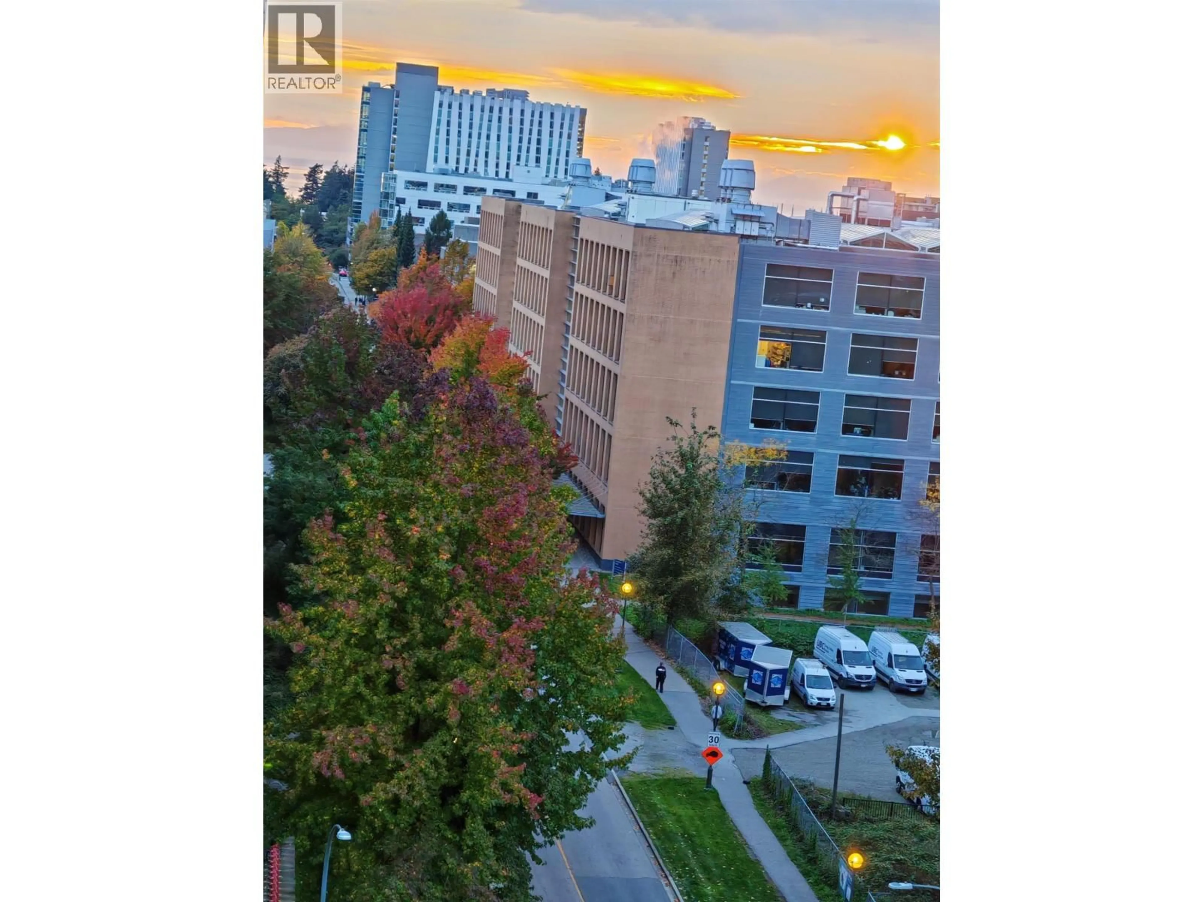 A pic from outside/outdoor area/front of a property/back of a property/a pic from drone, city buildings view from balcony for 1103 - 5868 AGRONOMY ROAD, Vancouver British Columbia V6T0B5