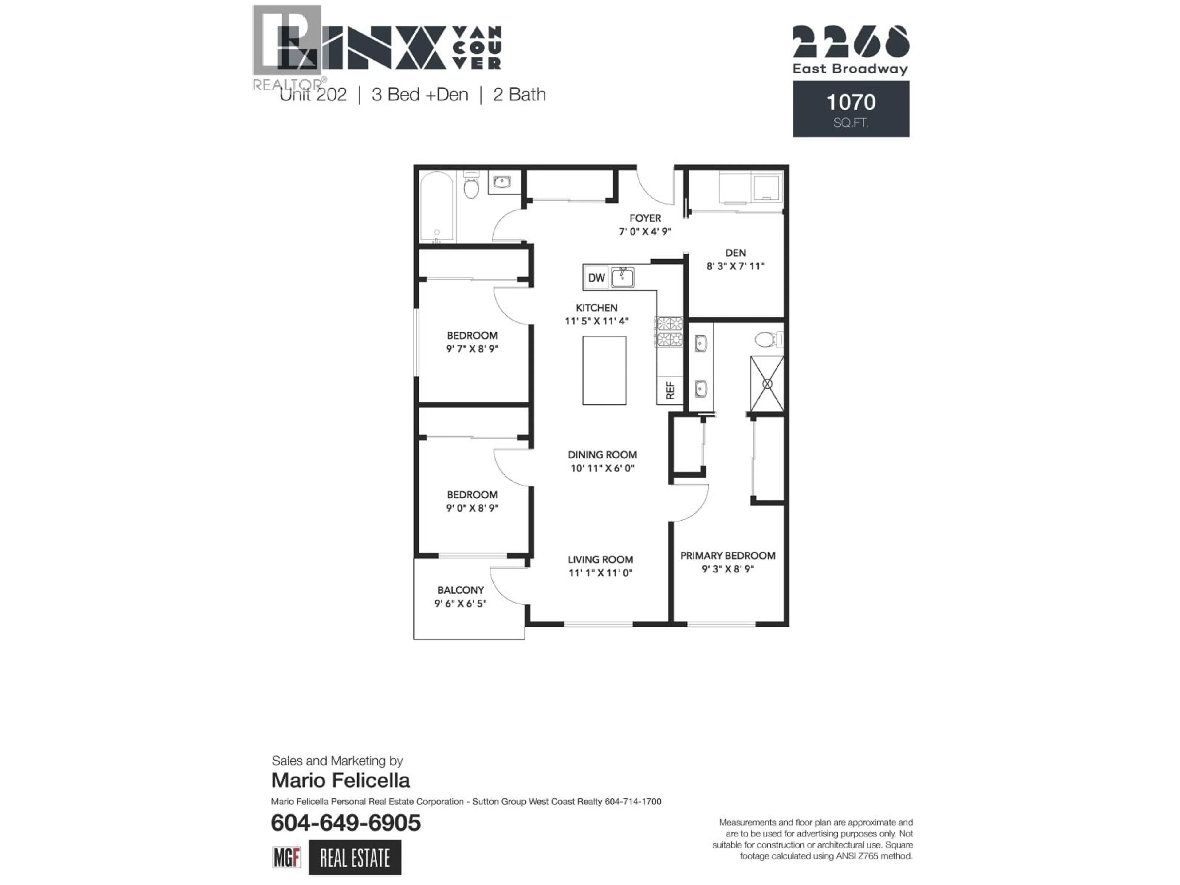 Floor plan for 202 - 2268 BROADWAY, Vancouver British Columbia V5N0L2