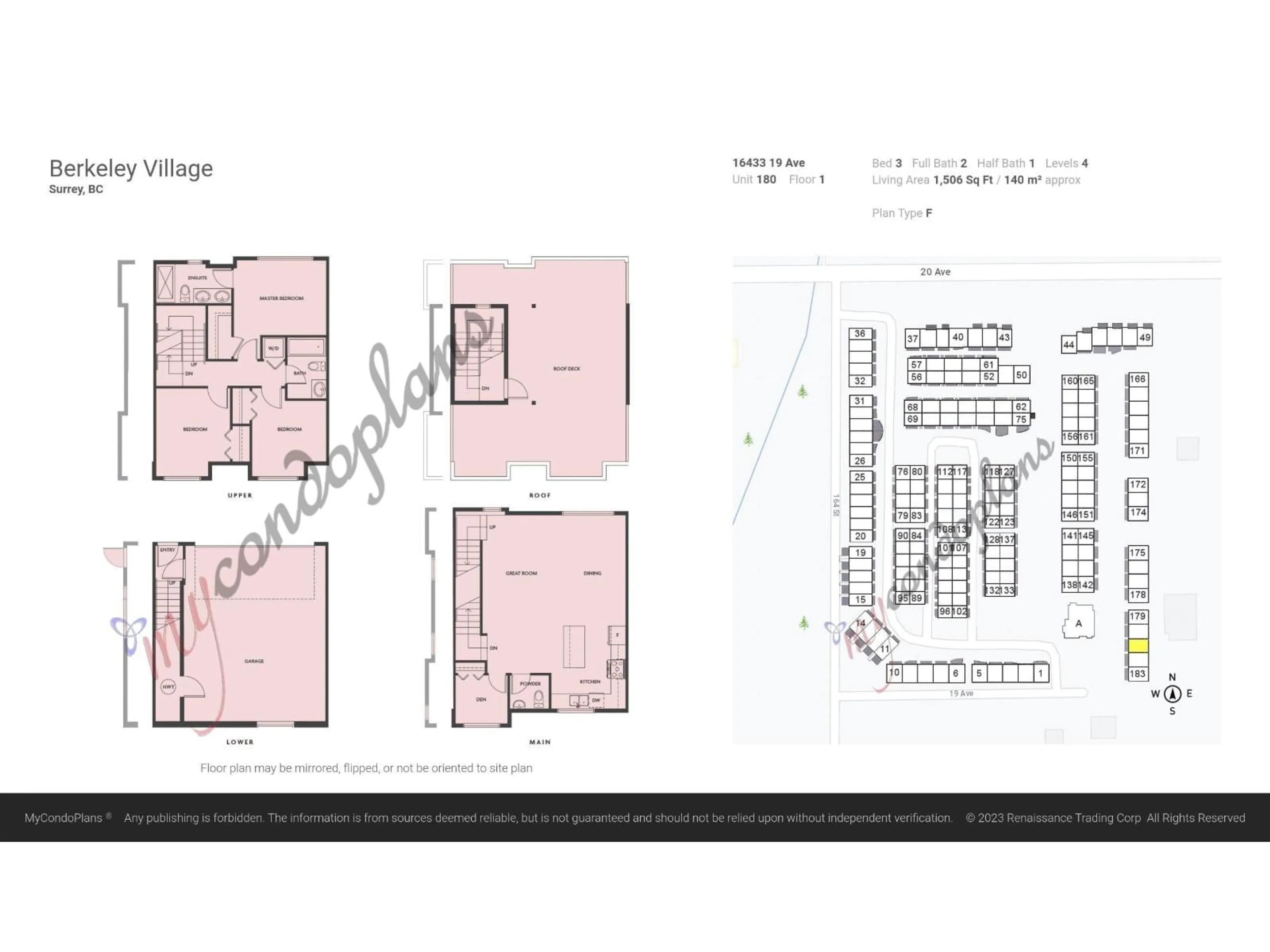 Floor plan for 180 - 16433 19 AVENUE, Surrey British Columbia V3Z0Z1