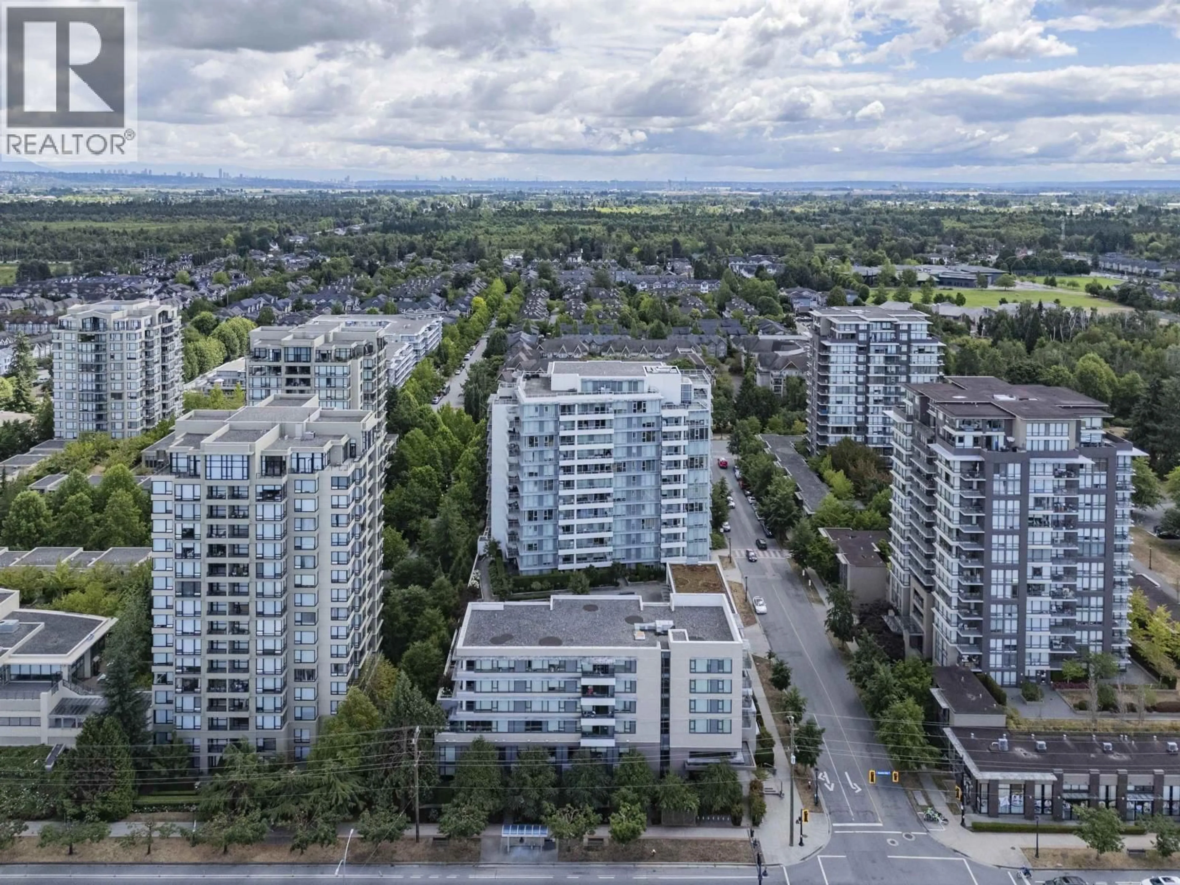 A pic from outside/outdoor area/front of a property/back of a property/a pic from drone, city buildings view from balcony for 1601 - 9099 COOK ROAD, Richmond British Columbia V6Y0G5