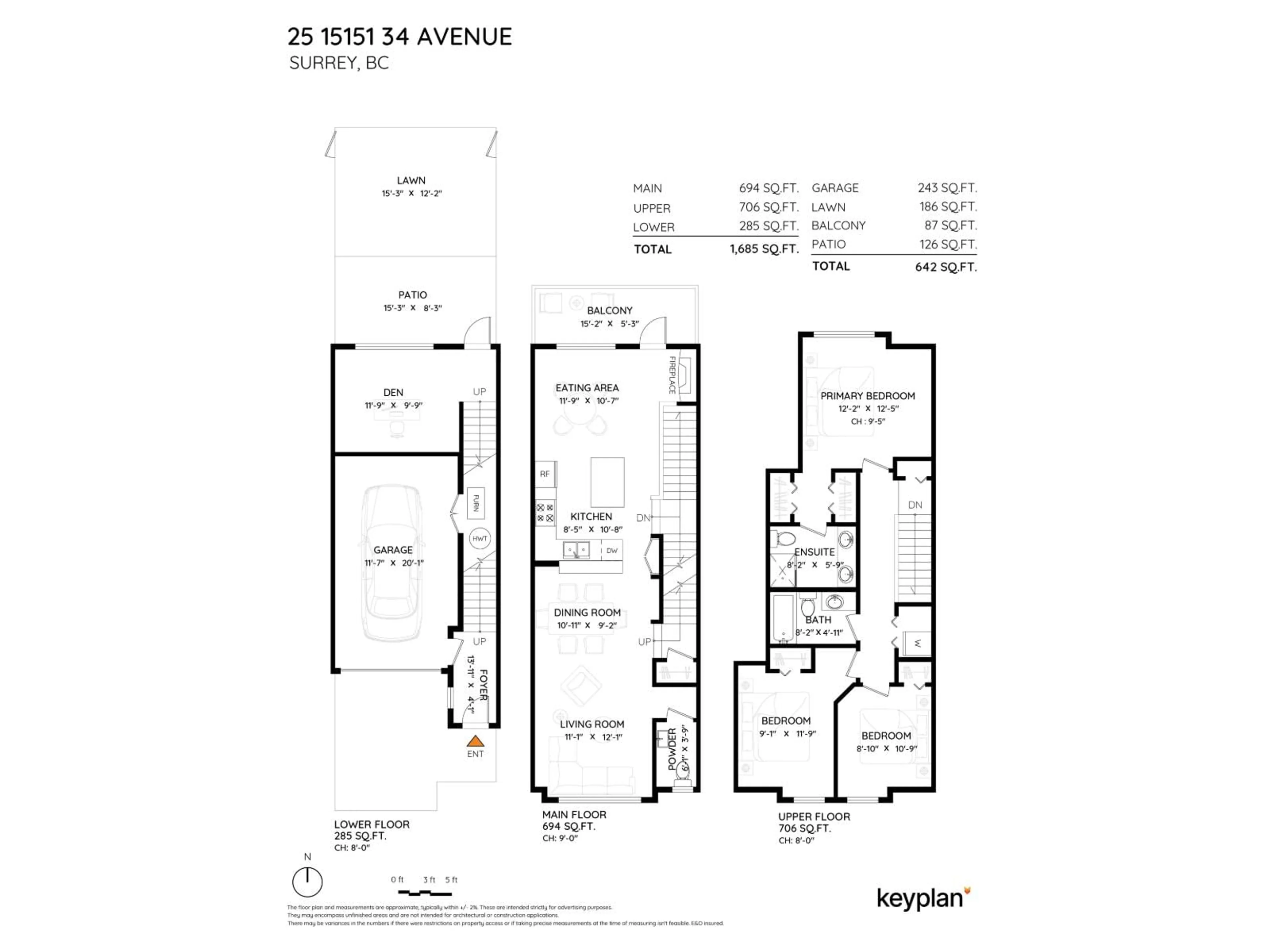 Floor plan for 25 - 15151 34 AVENUE, Surrey British Columbia V3S4P5