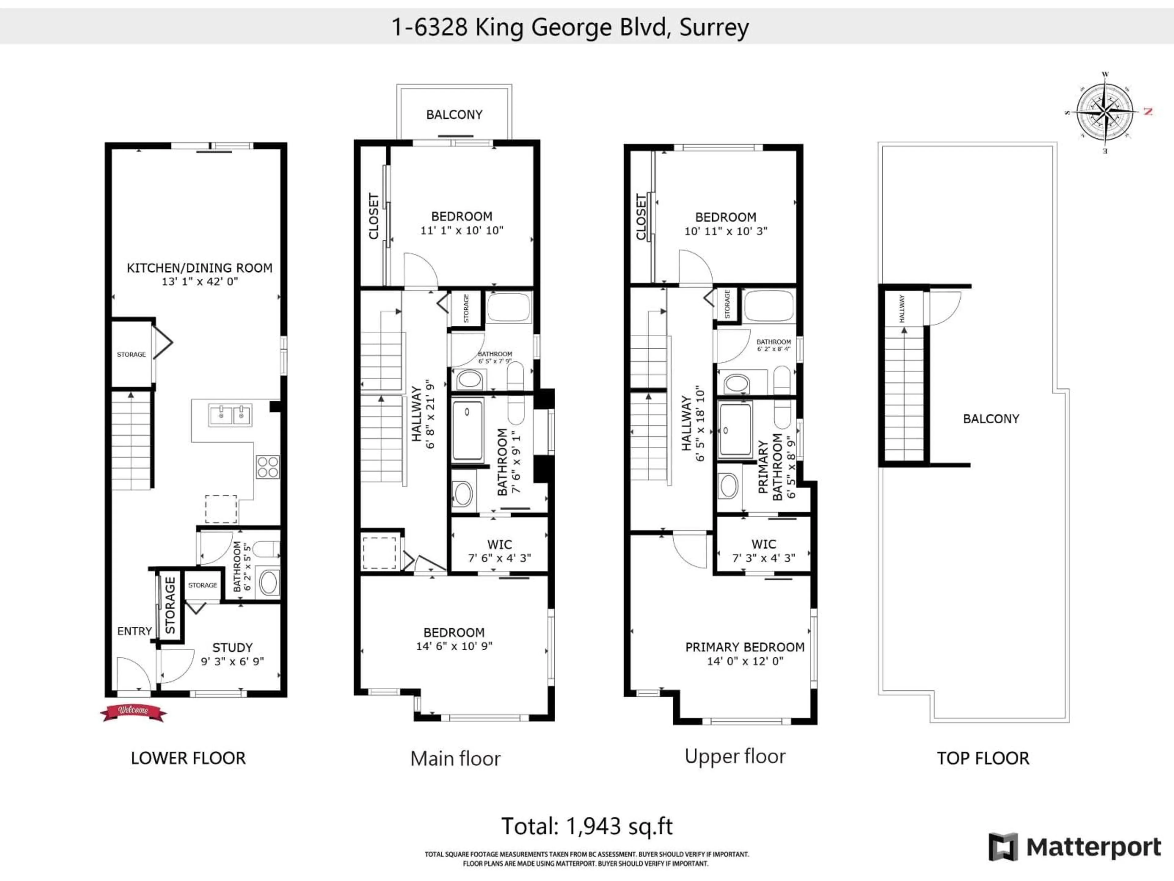 Floor plan for 1 - 6328 KING GEORGE BOULEVARD, Surrey British Columbia V3X0L4