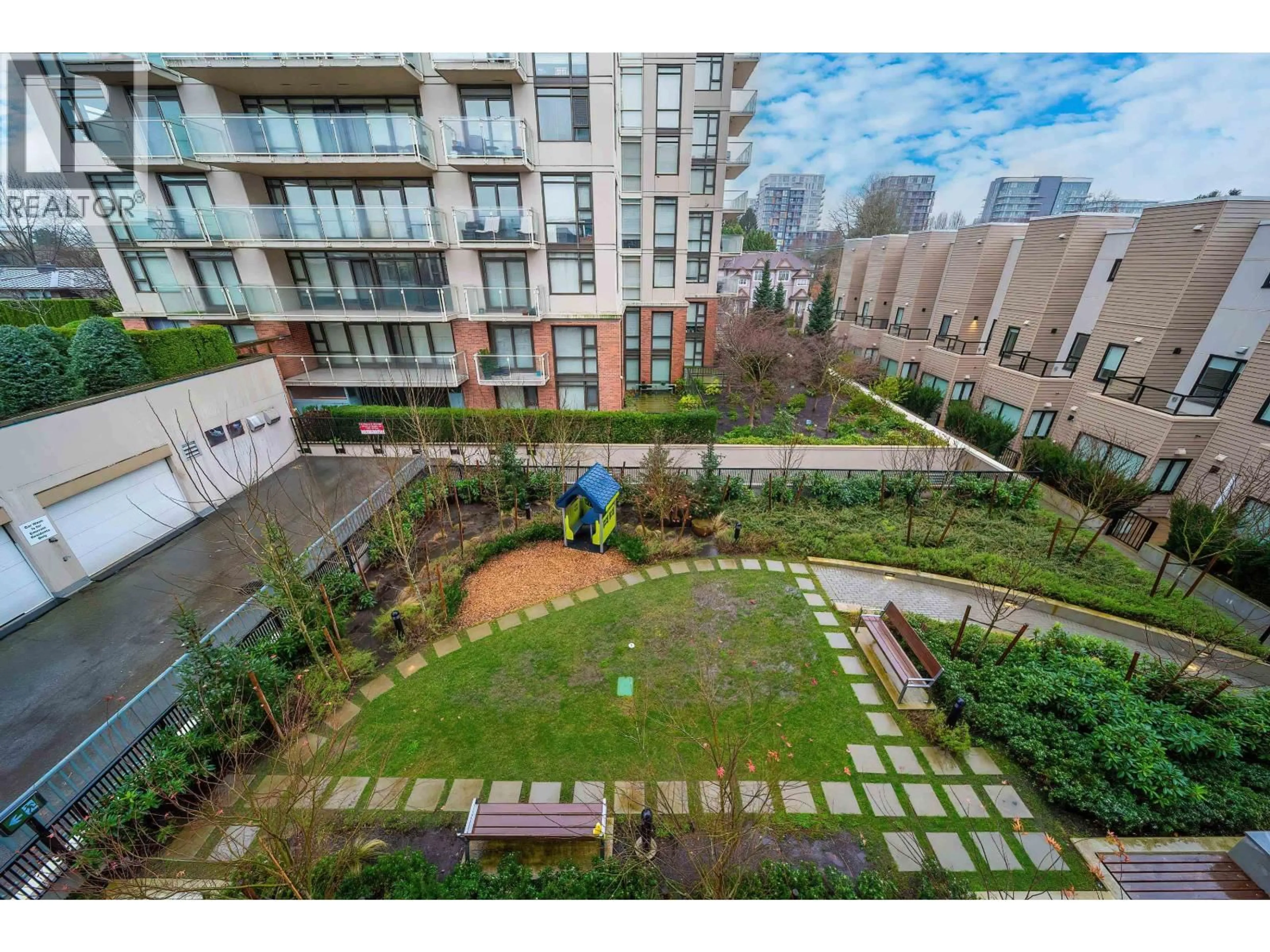 A pic from outside/outdoor area/front of a property/back of a property/a pic from drone, city buildings view from balcony for 307 - 8428 PARK ROAD, Richmond British Columbia V6Y0K1