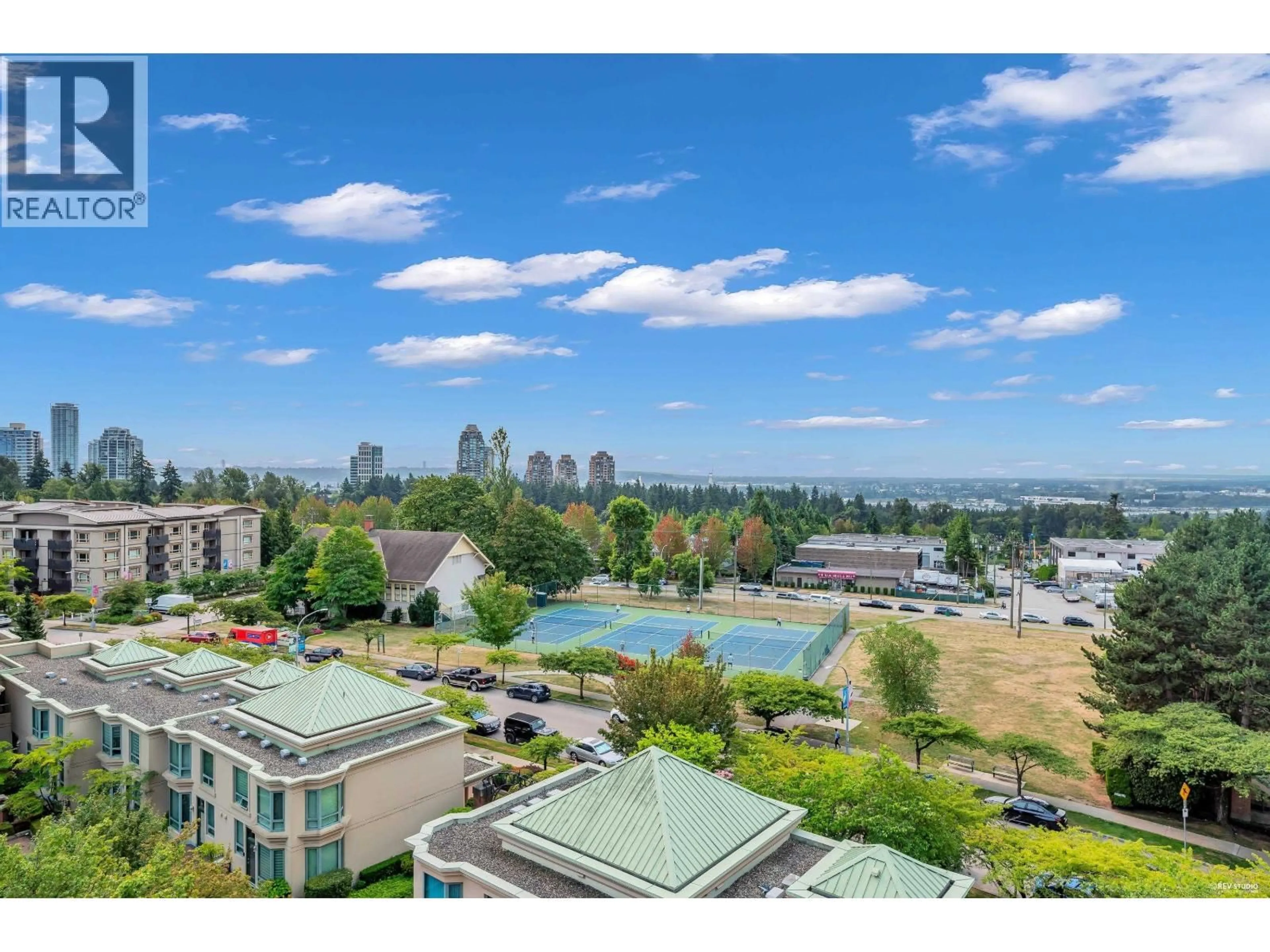 A pic from outside/outdoor area/front of a property/back of a property/a pic from drone, city buildings view from balcony for 802 - 6611 OUTHOAKS CRESCENT, Burnaby British Columbia V5E4L5