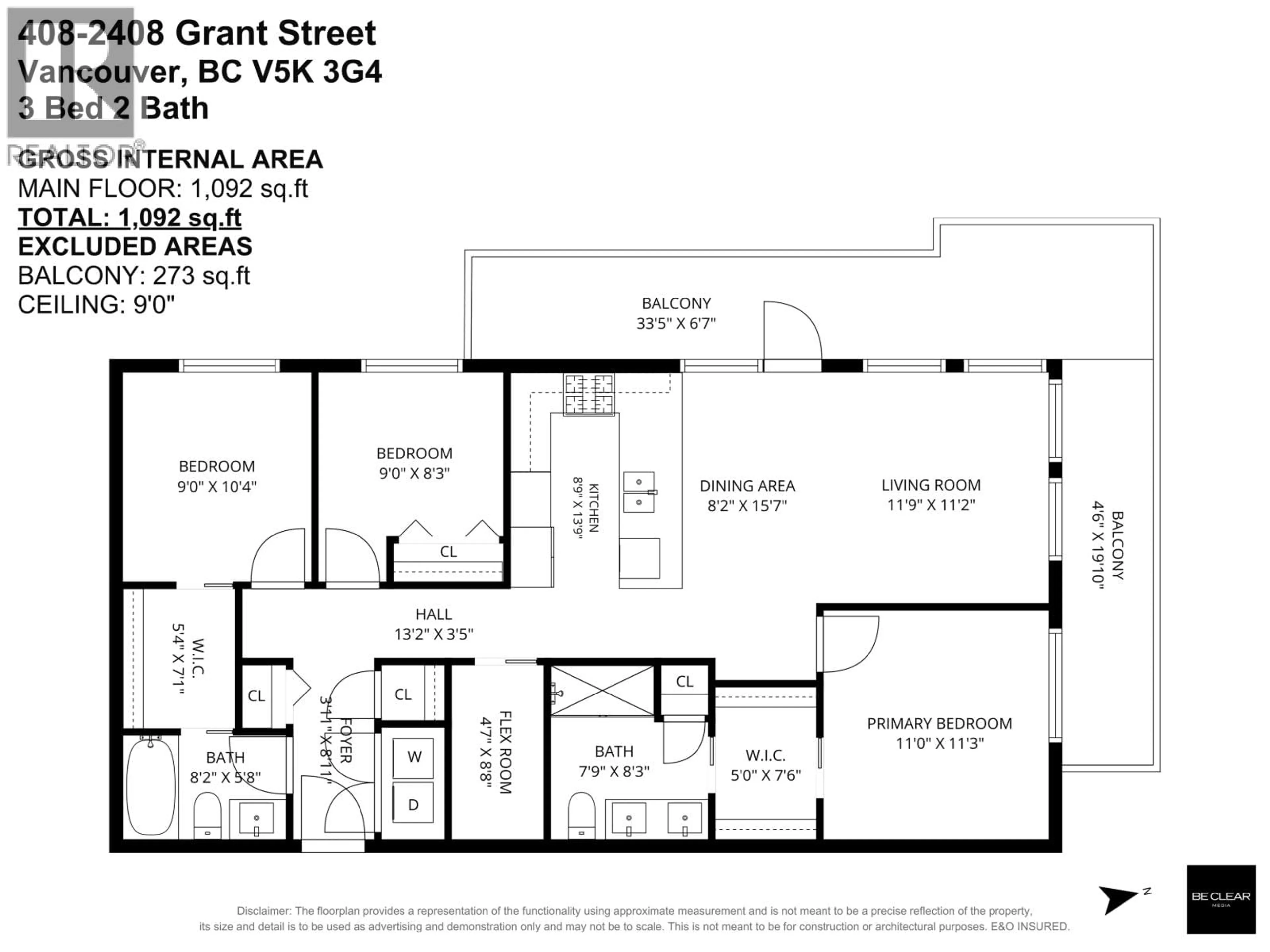 Floor plan for 408 - 2408 GRANT STREET, Vancouver British Columbia V5K3G4