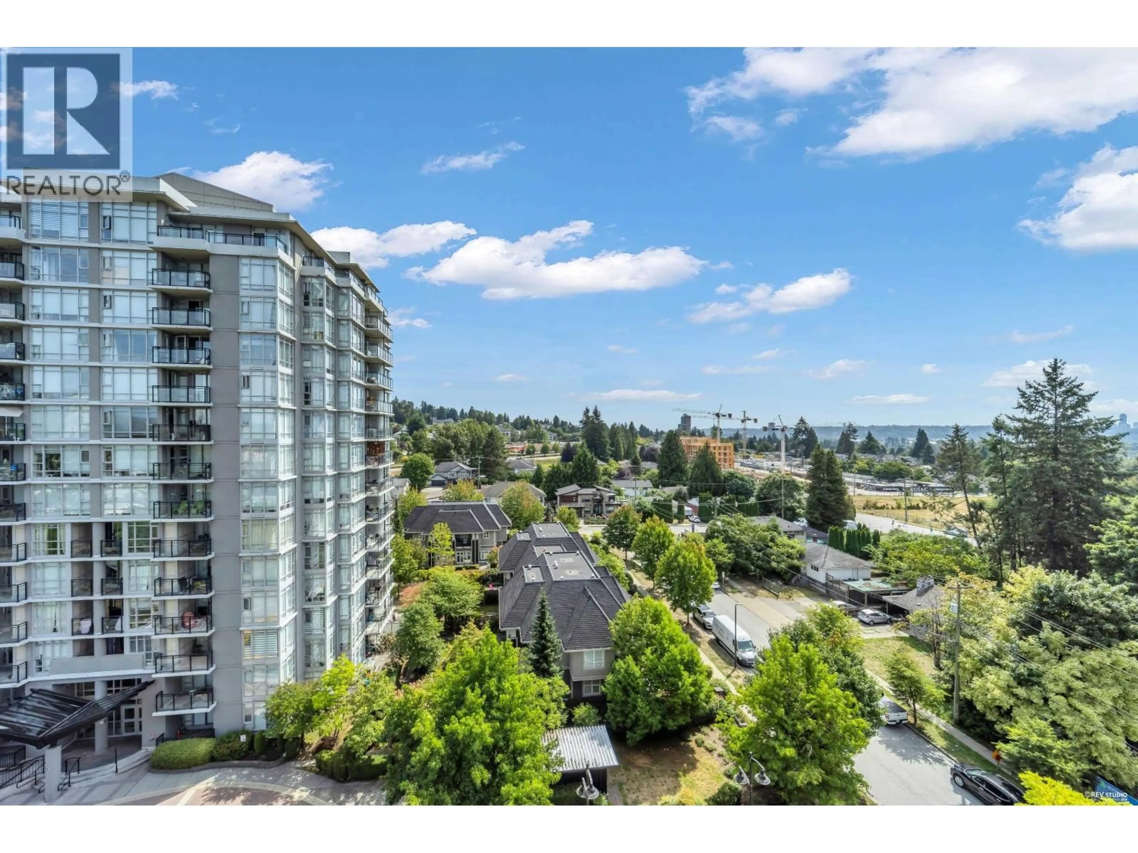 A pic from outside/outdoor area/front of a property/back of a property/a pic from drone, water/lake/river/ocean view for 1008 - 555 DELESTRE AVENUE, Coquitlam British Columbia V3K0A9