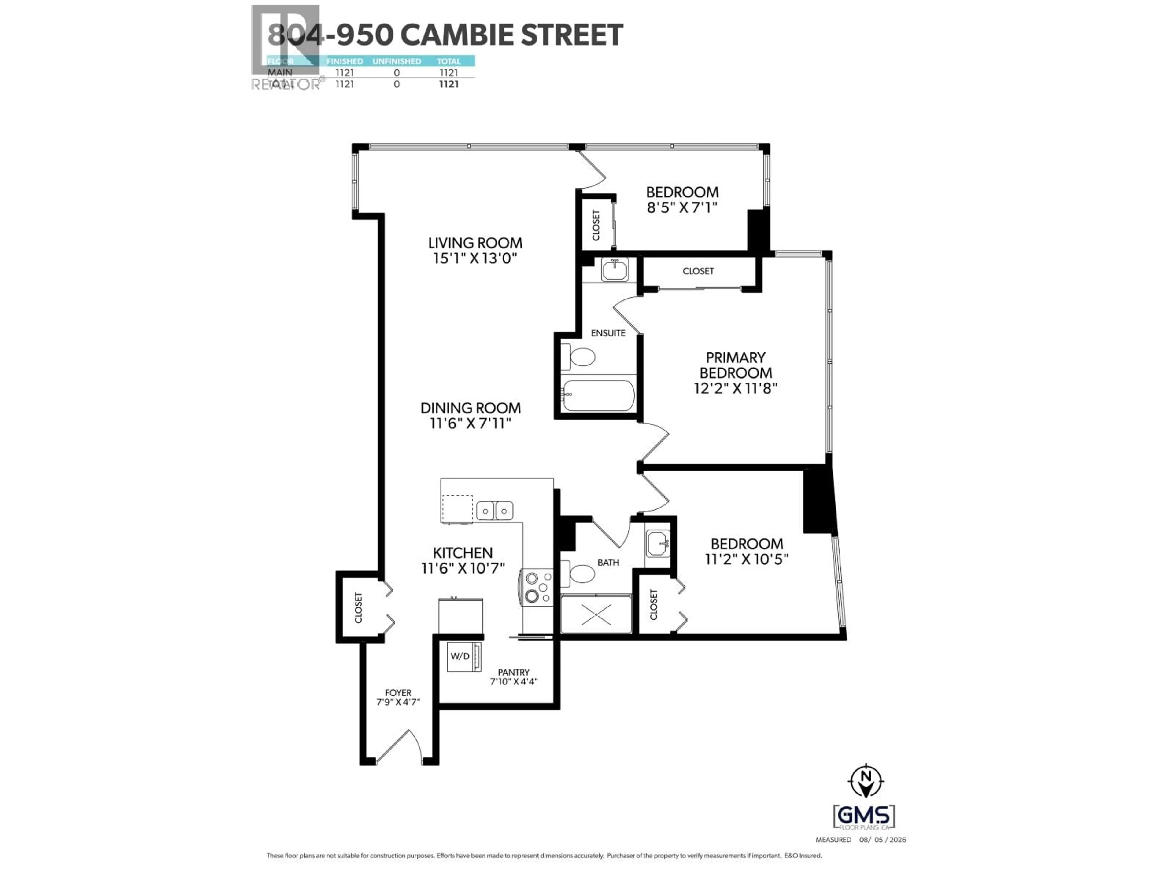 Floor plan for 804 - 950 CAMBIE STREET, Vancouver British Columbia V6B5X5
