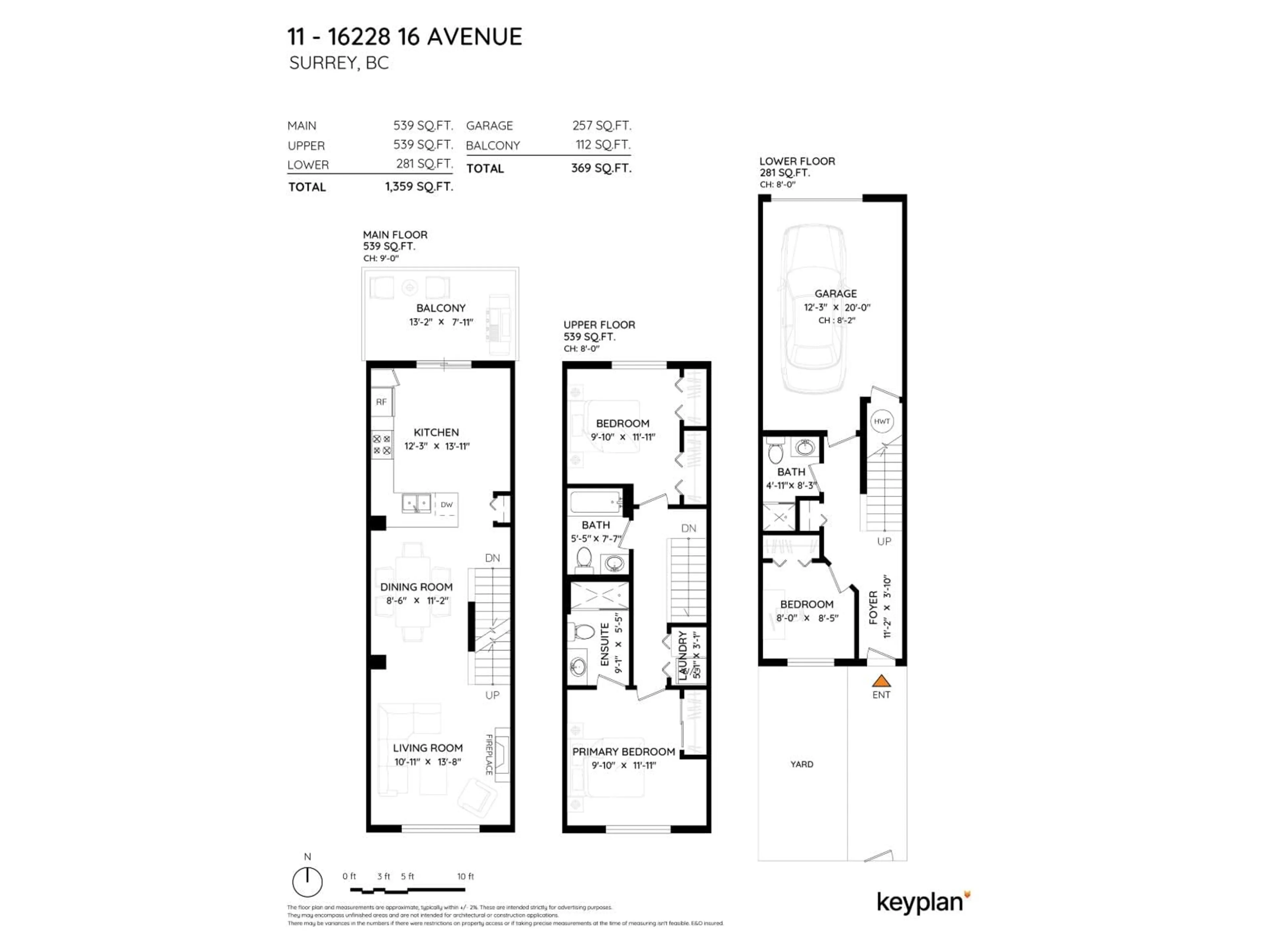 Floor plan for 11 - 16228 16 AVENUE, Surrey British Columbia V4A1S7
