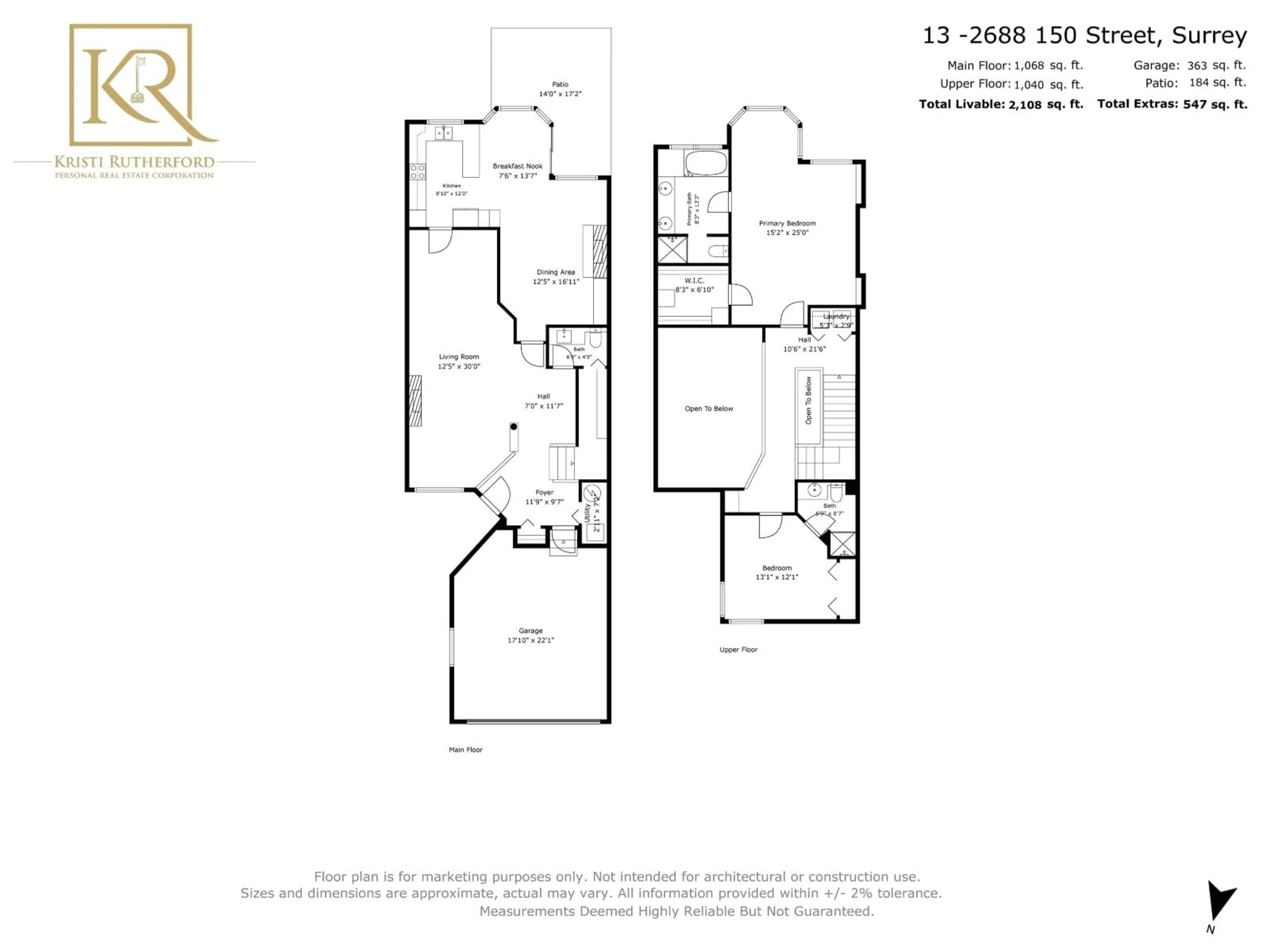 Floor plan for 13 - 2688 150 STREET, Surrey British Columbia V4P1P1