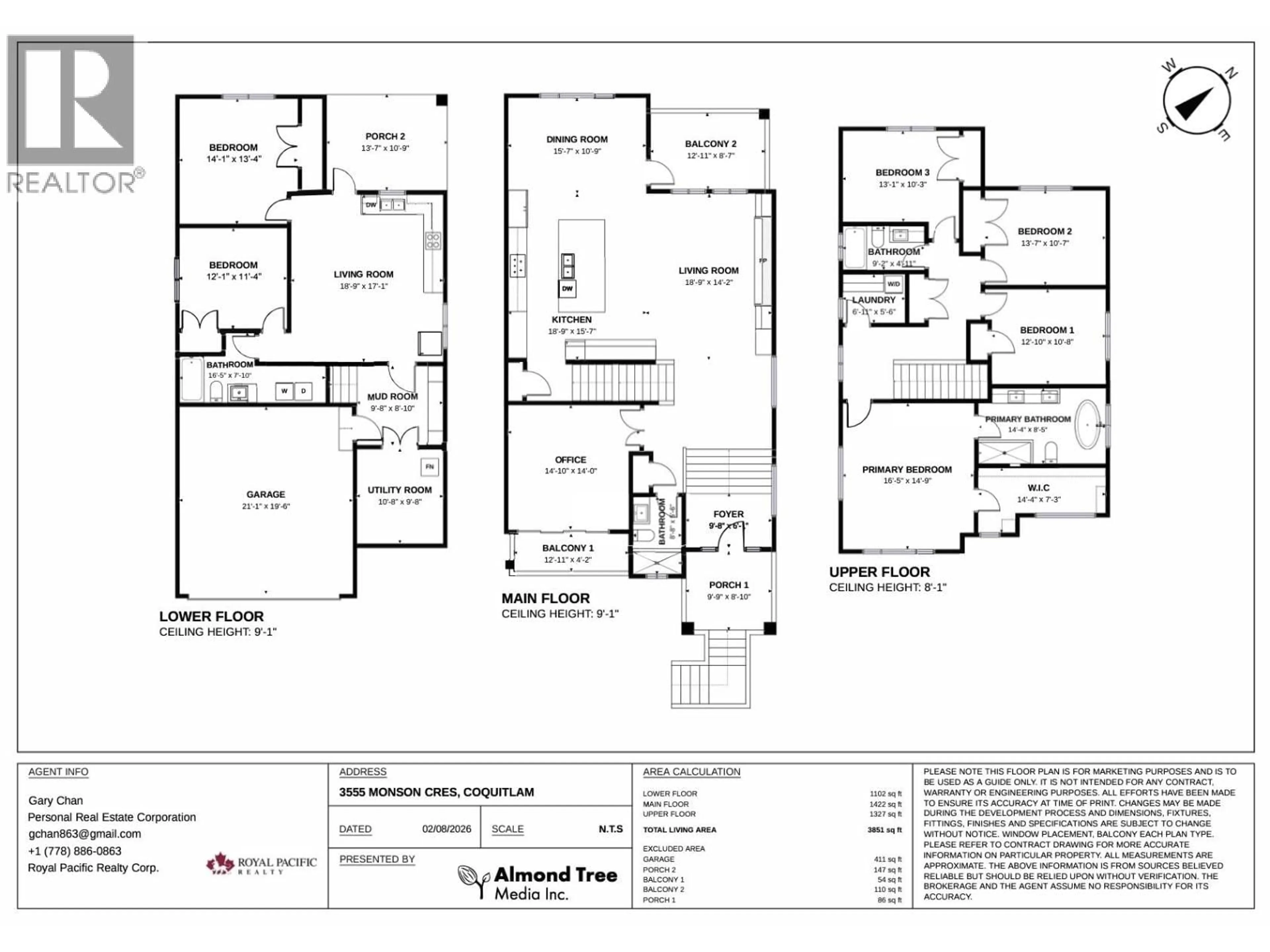 Floor plan for 3555 MONSON CRESCENT, Coquitlam British Columbia V3B0S2