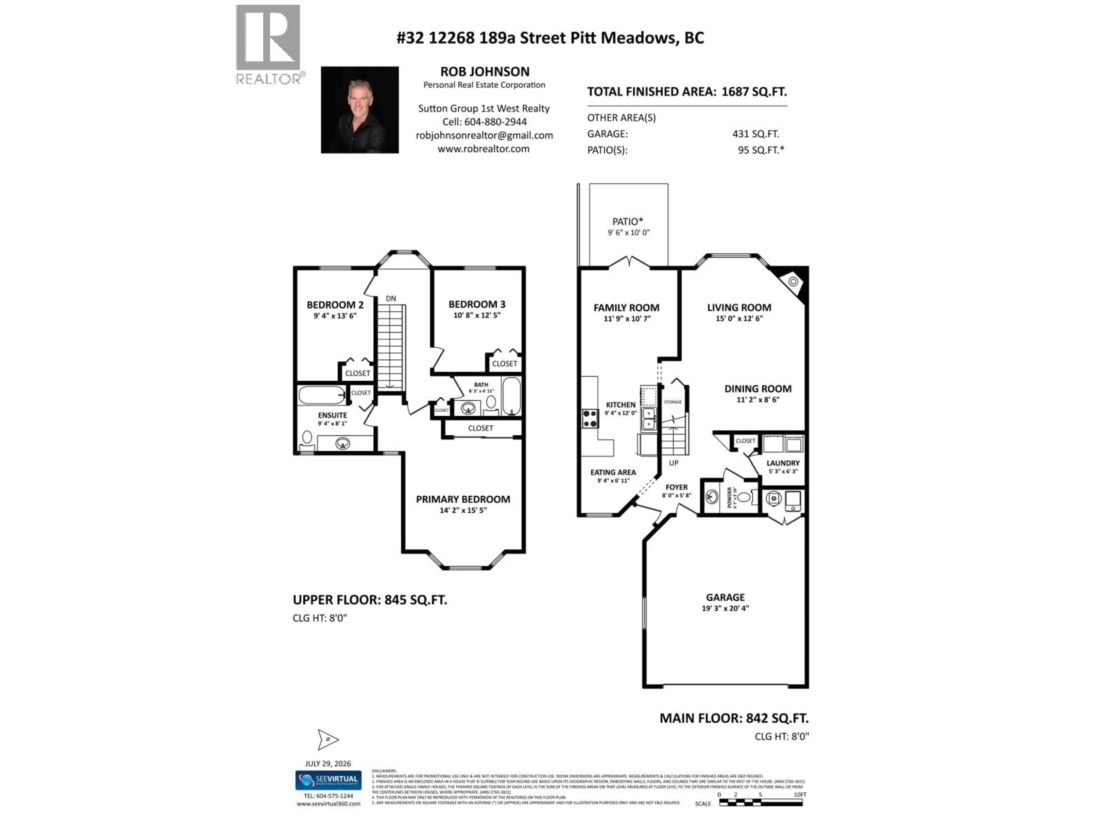 Floor plan for 32 - 12268 189A STREET, Pitt Meadows British Columbia V3Y2M7