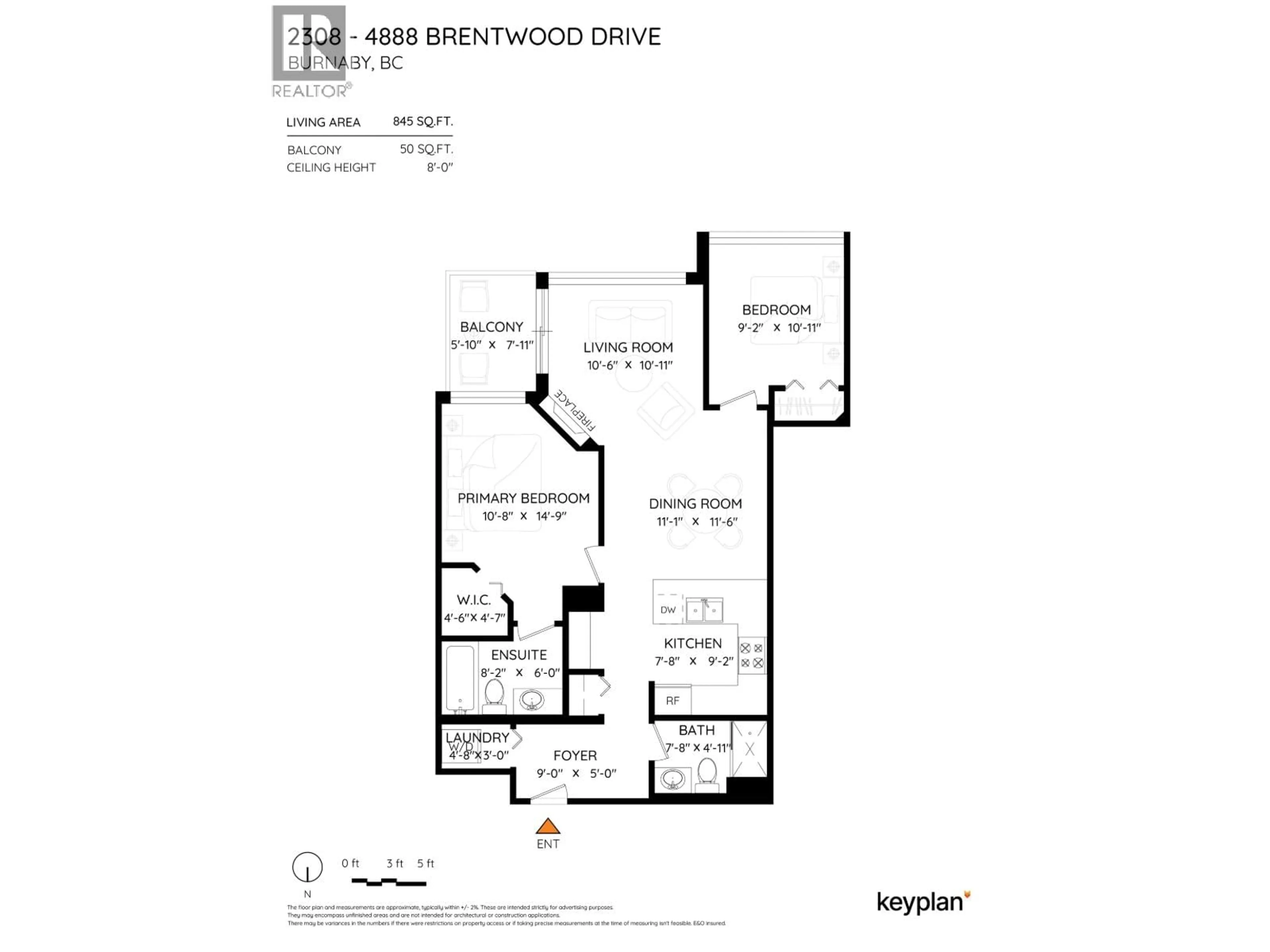 Floor plan for 2308 - 4888 BRENTWOOD DRIVE, Burnaby British Columbia V5C0C6
