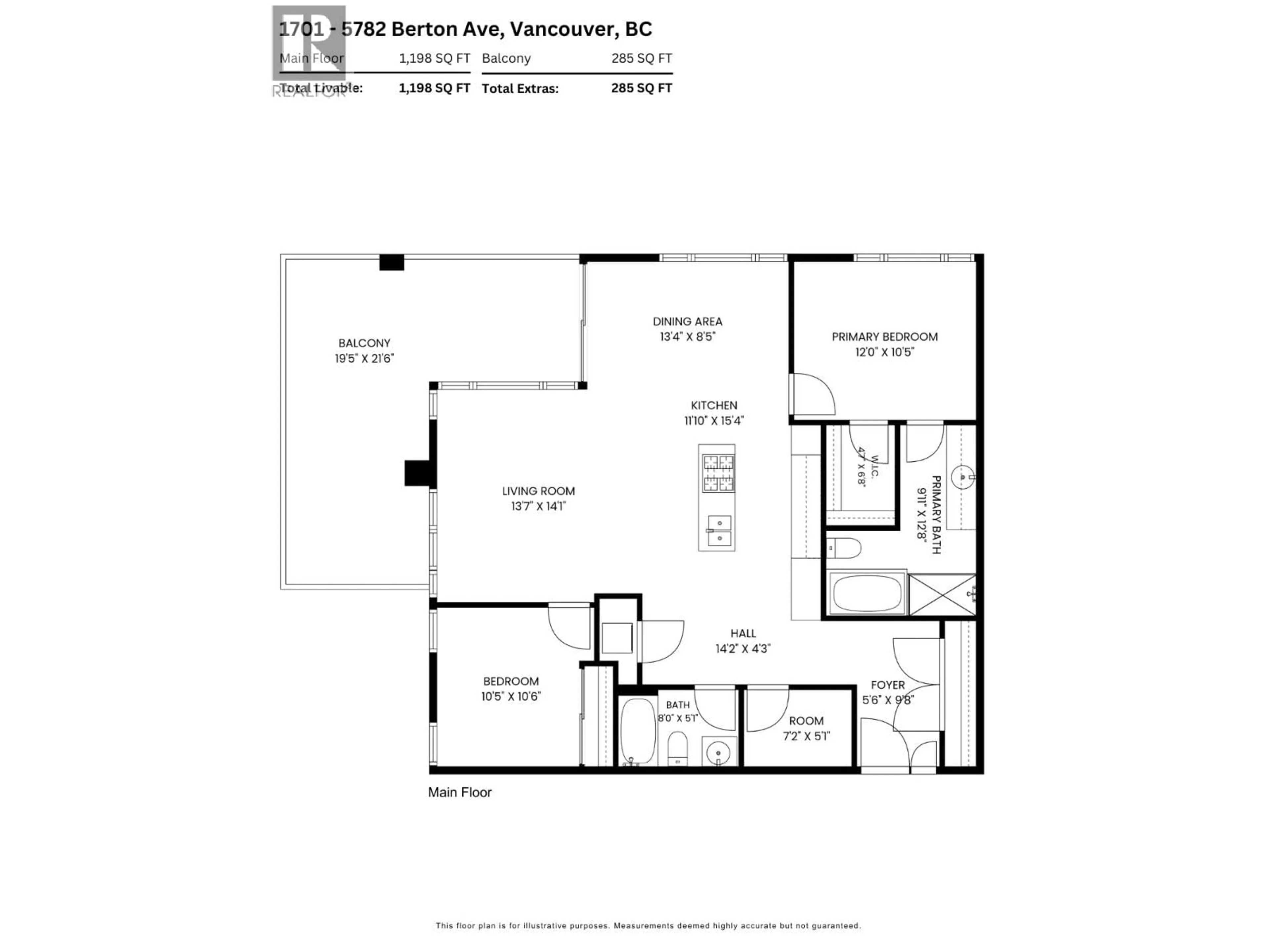 Floor plan for 1701 - 5782 BERTON AVENUE, Vancouver British Columbia V6S0C1