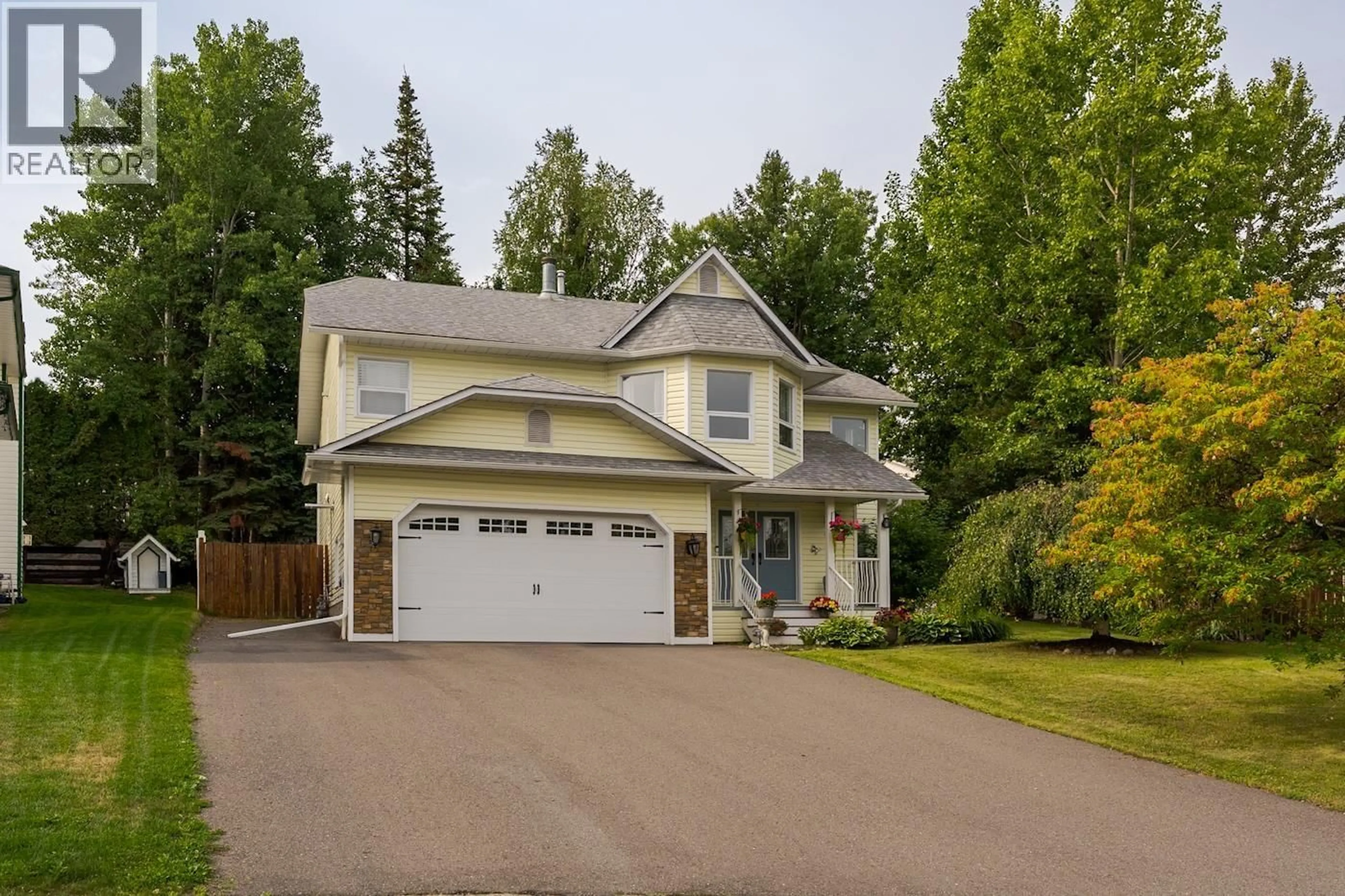 Home with vinyl exterior material, street for 7567 ST KEVIN PLACE, Prince George British Columbia V2N4L3