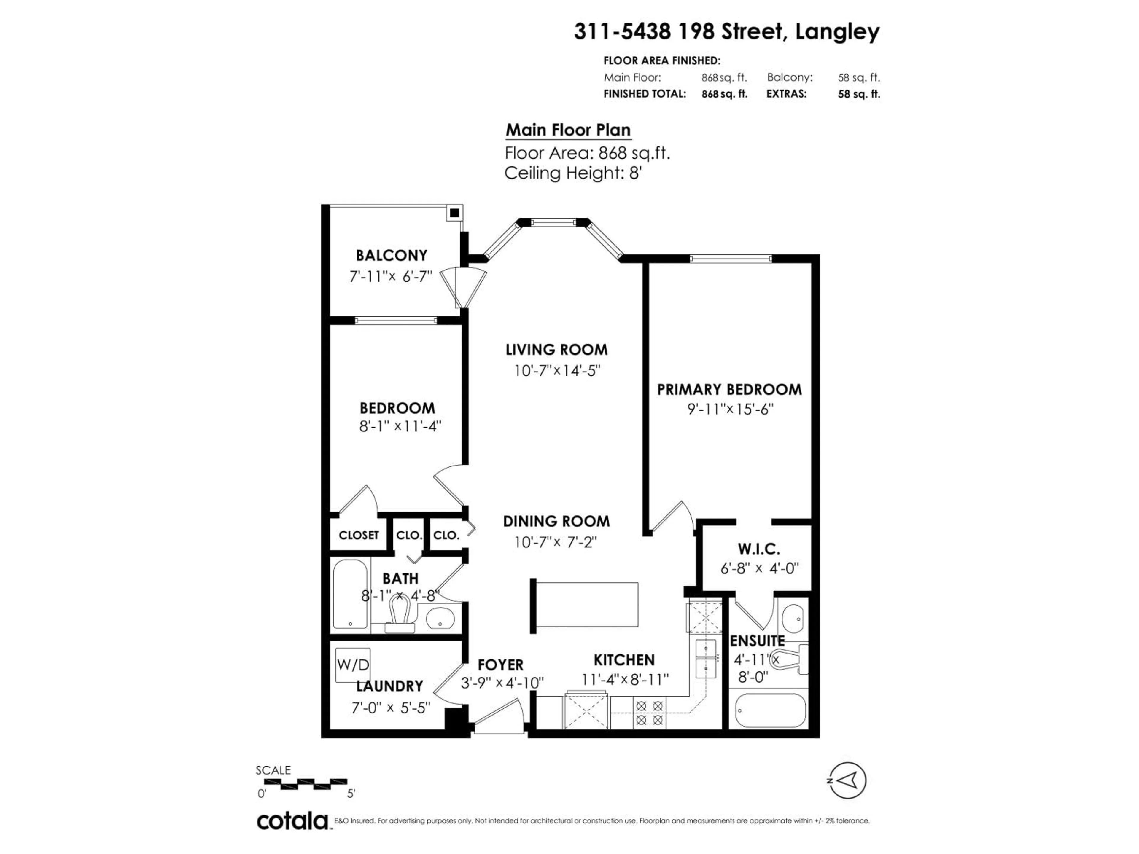 Floor plan for 311 - 5438 198 STREET, Langley British Columbia V3A1G2