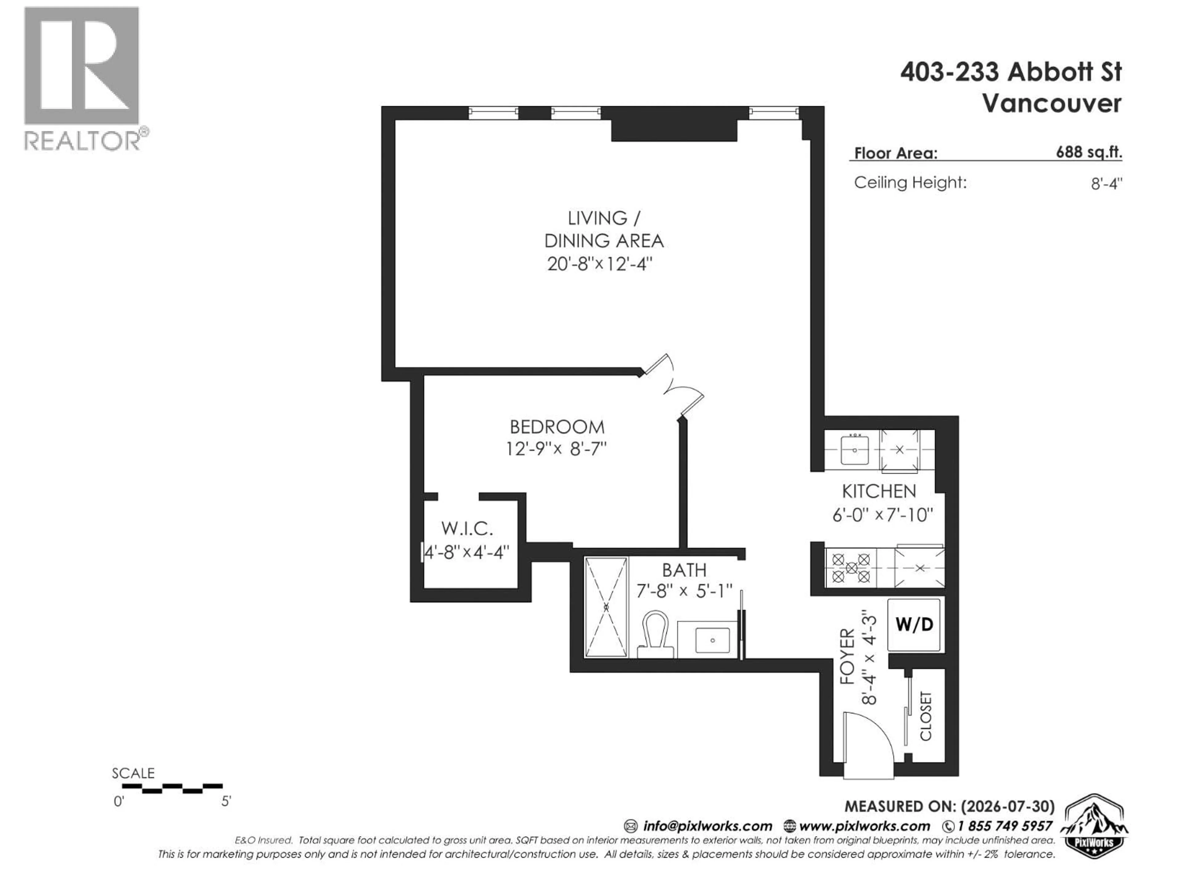 Floor plan for 403 - 233 ABBOTT STREET, Vancouver British Columbia V6B2K7