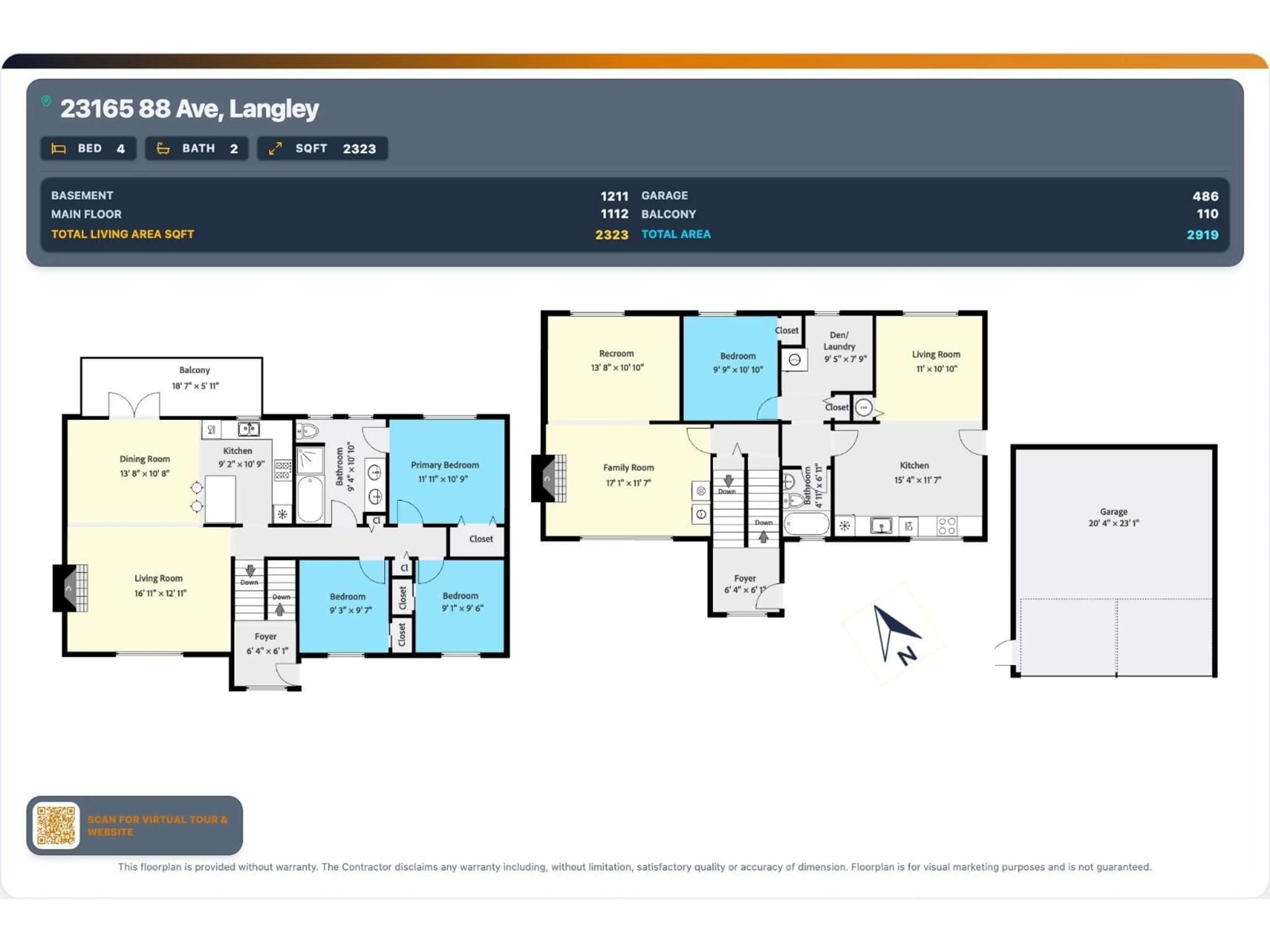 Floor plan for 23165 88 AVENUE, Langley British Columbia V1M2R5
