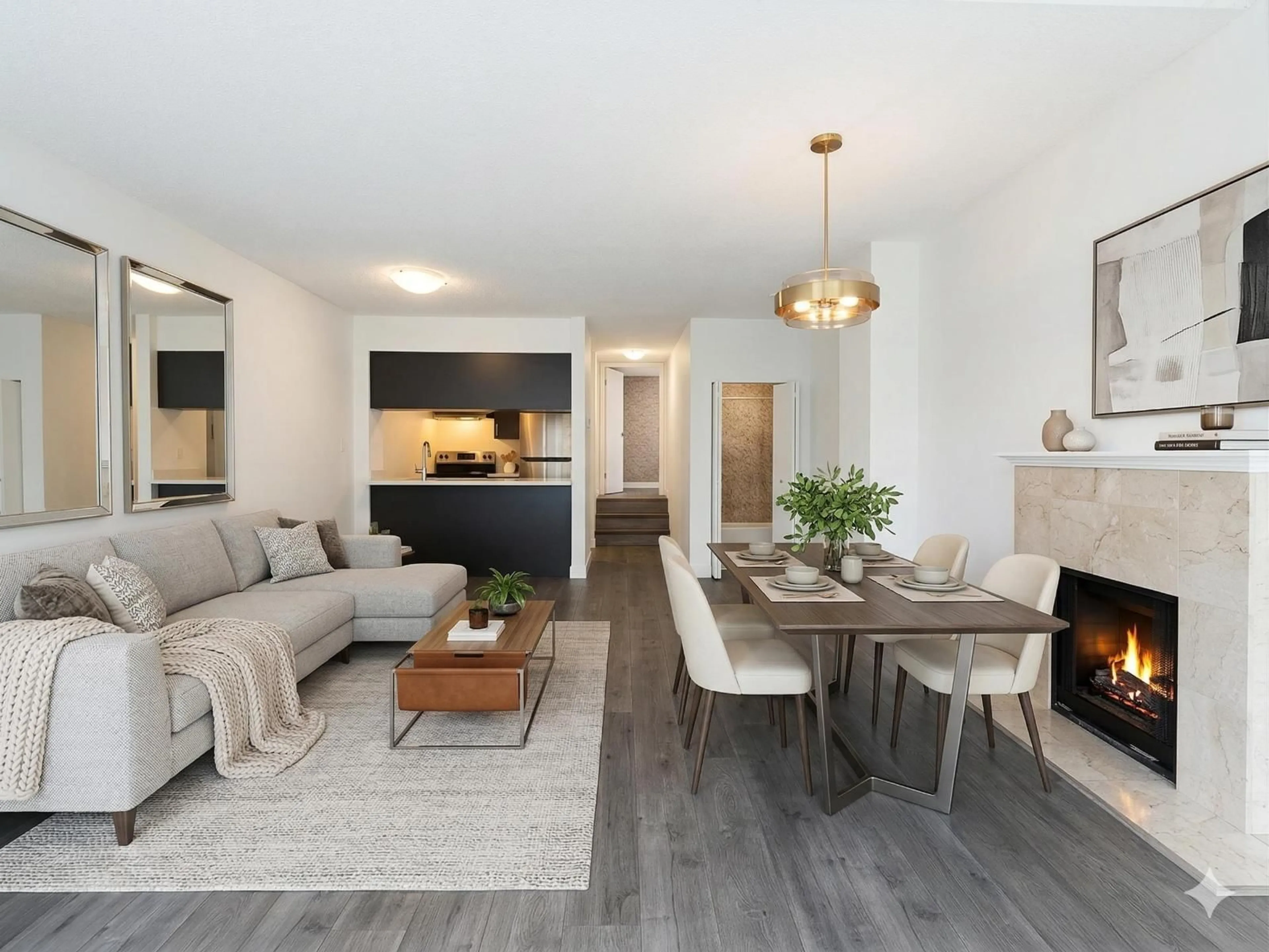 Living room with furniture, wood/laminate floor for 78 - 17714 60 AVENUE, Surrey British Columbia V3S1V2