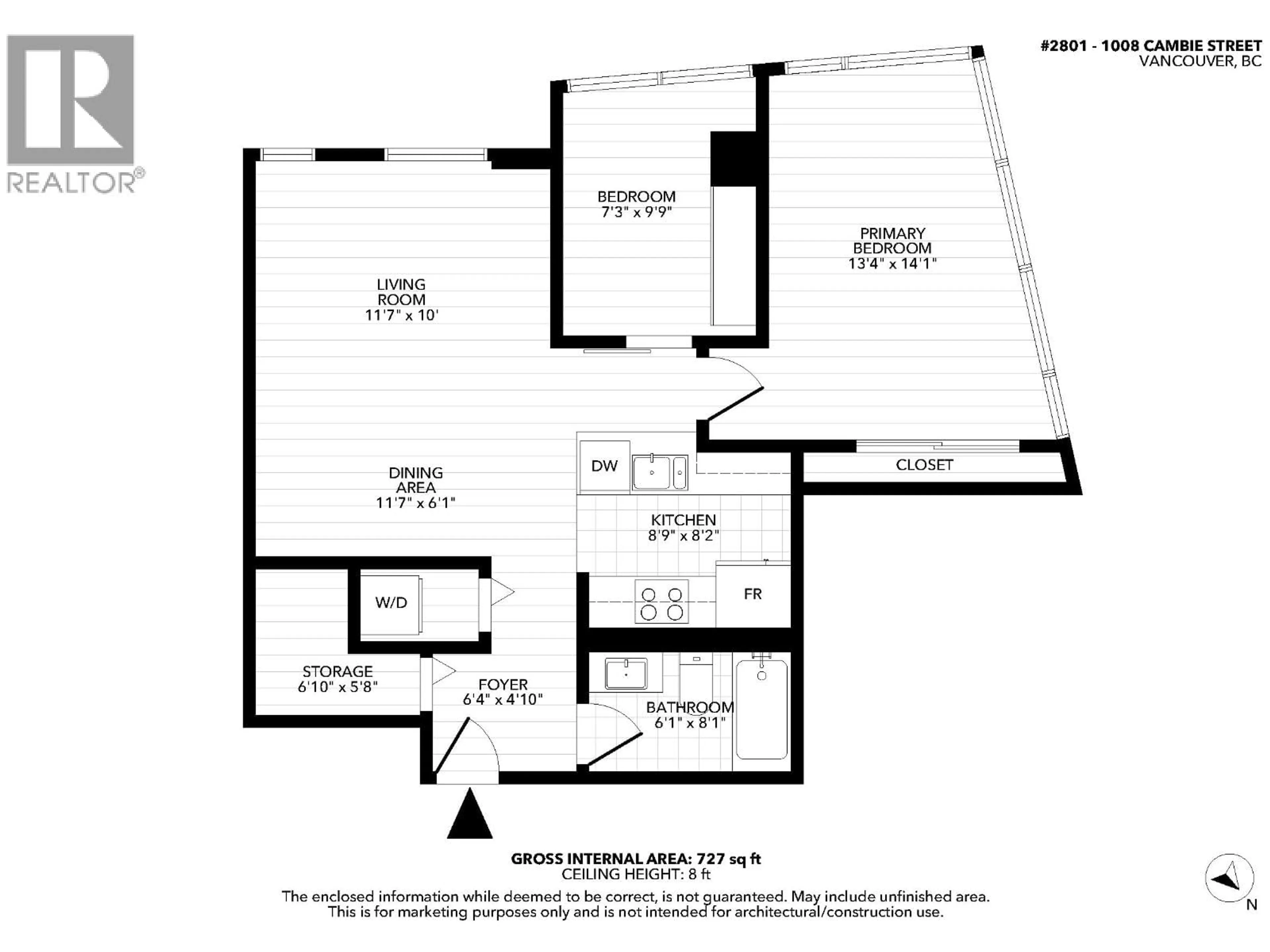 Floor plan for 2801 - 1008 CAMBIE STREET, Vancouver British Columbia V6B6J7