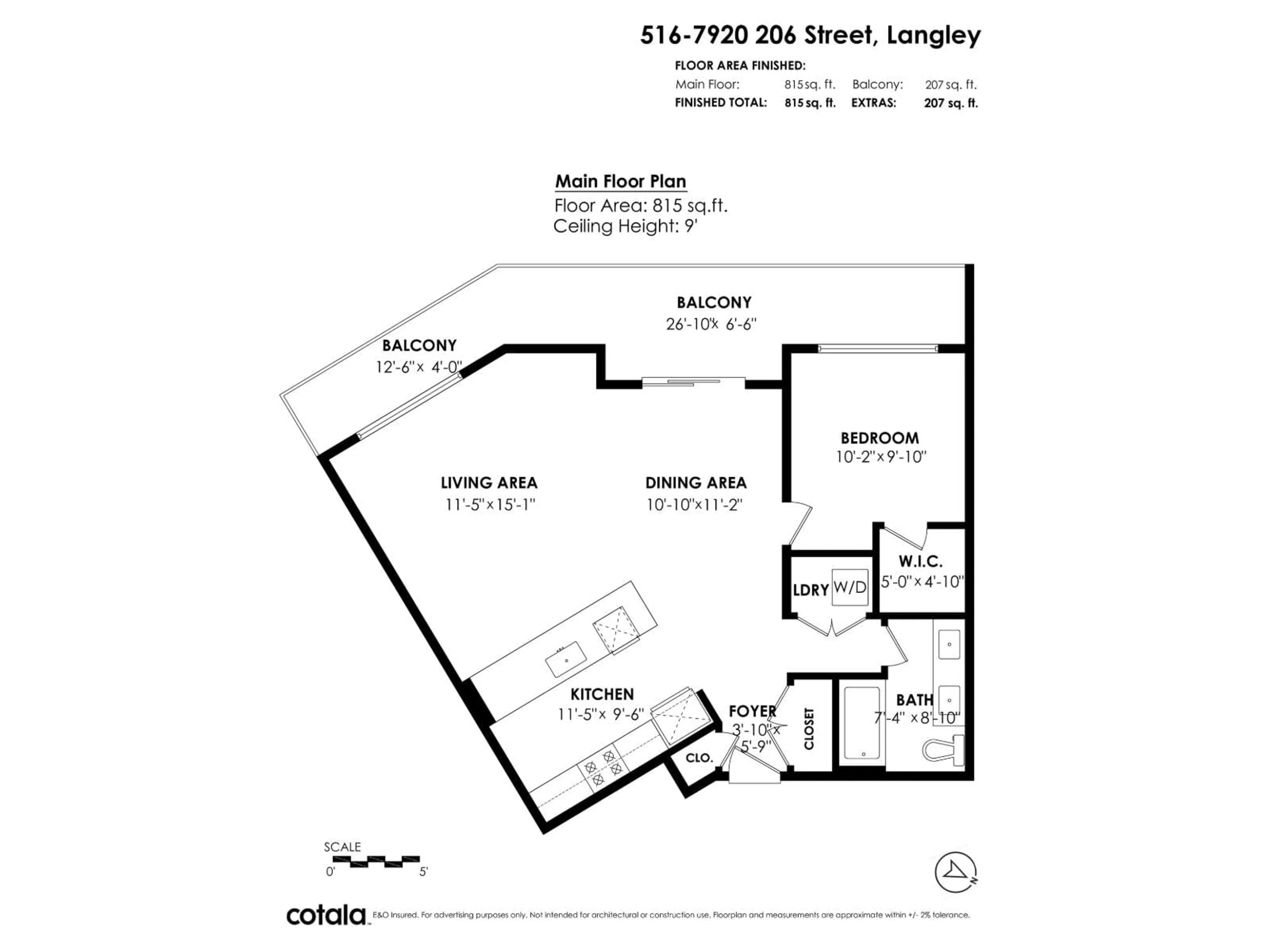 Floor plan for 516 - 7920 206 STREET, Langley British Columbia V2Y3X1