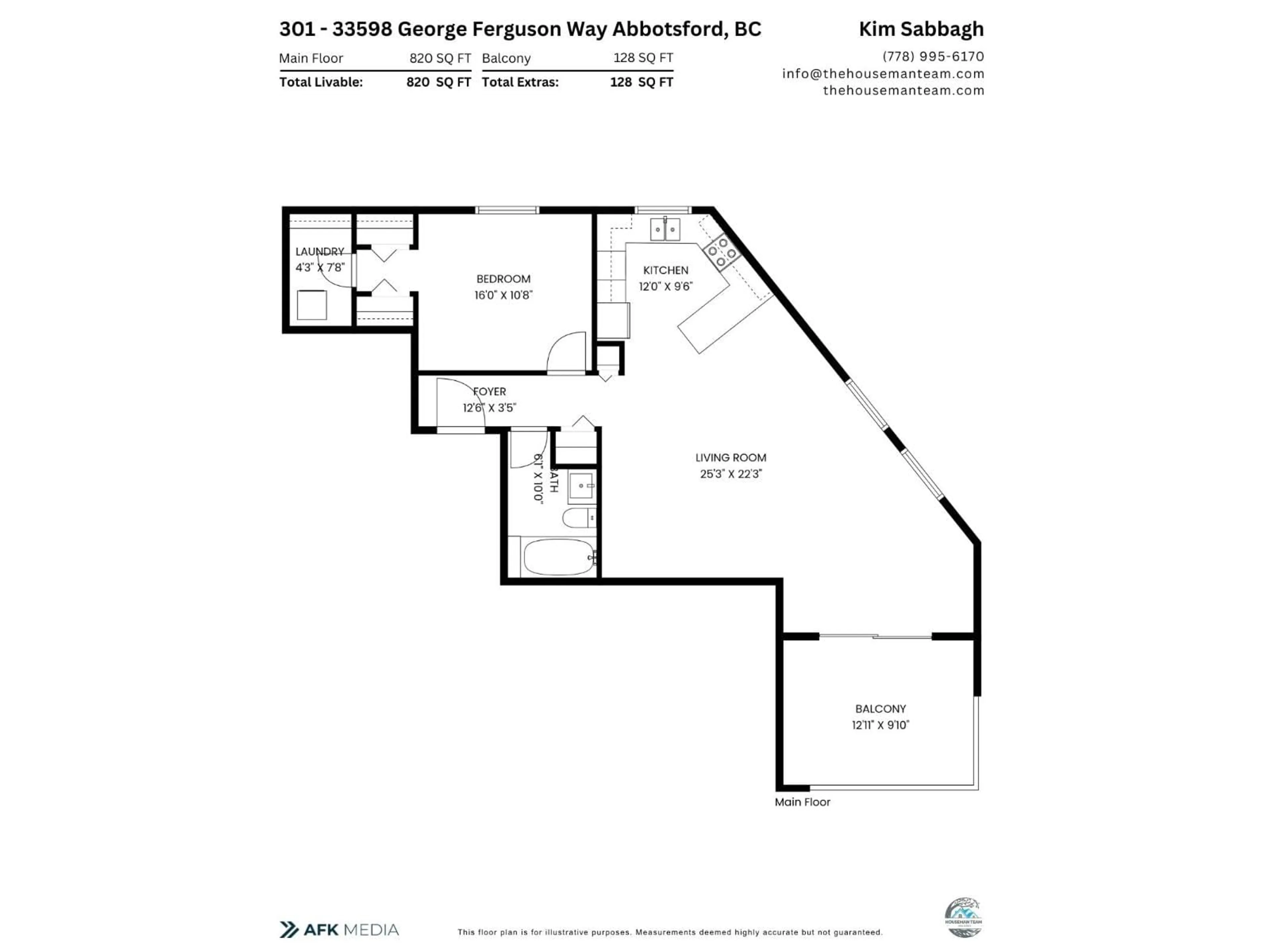 Floor plan for 301 - 33598 GEORGE FERGUSON WAY, Abbotsford British Columbia V2S2L8