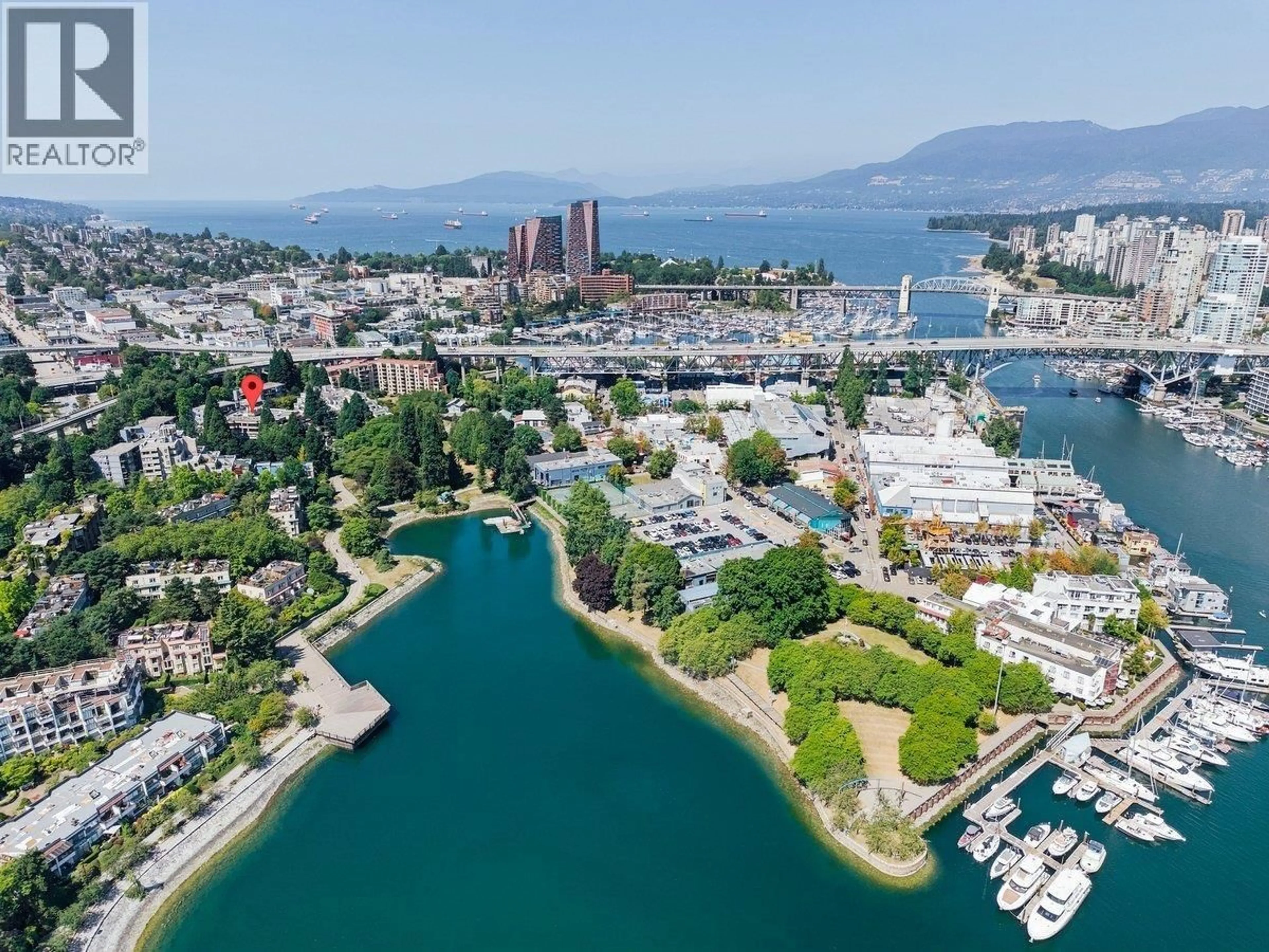 A pic from outside/outdoor area/front of a property/back of a property/a pic from drone, water/lake/river/ocean view for 43 - 1425 LAMEY'S MILL ROAD, Vancouver British Columbia V6H3W2
