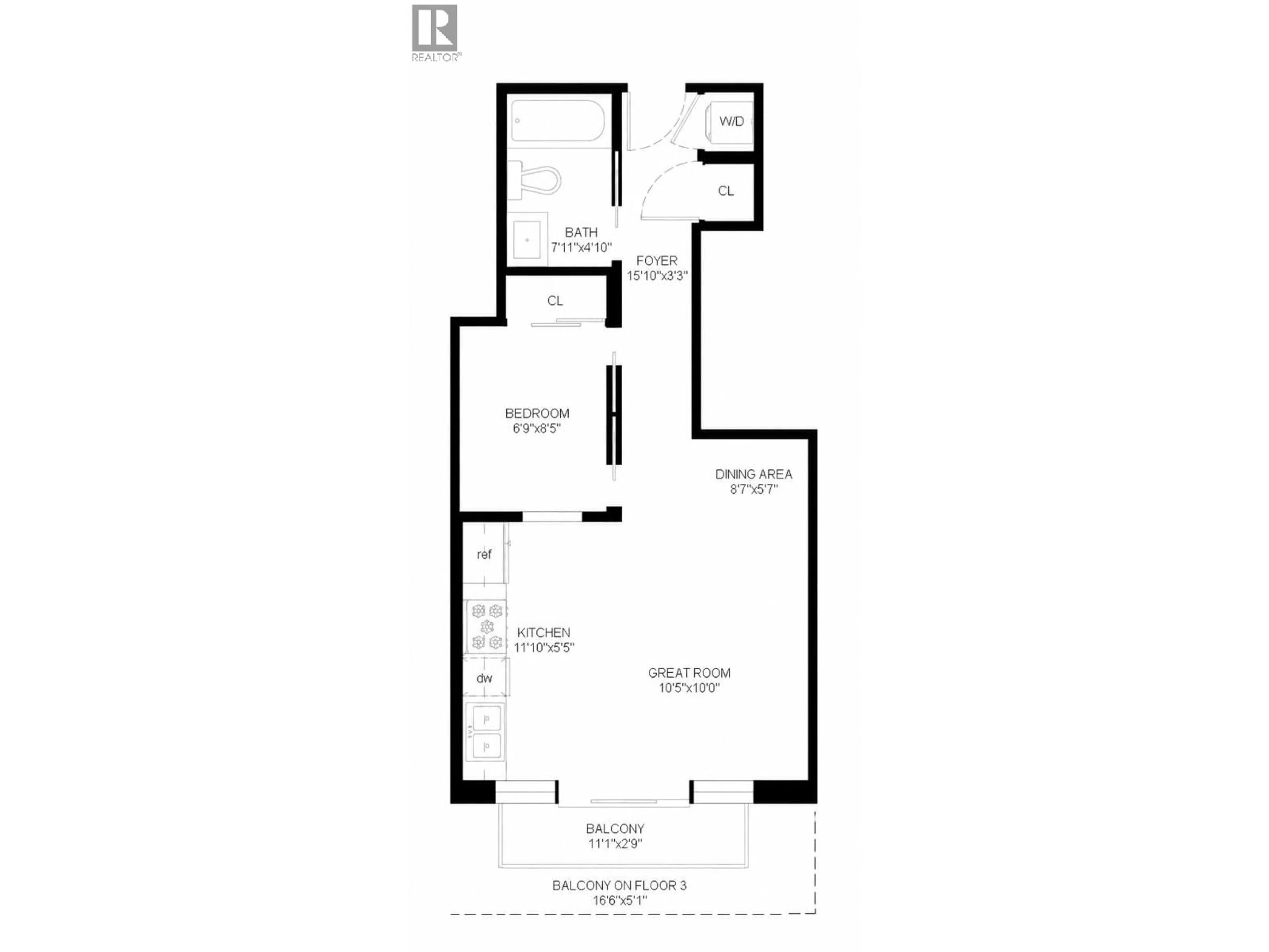 Floor plan for 809 - 168 1ST AVENUE, Vancouver British Columbia V5Y0H6