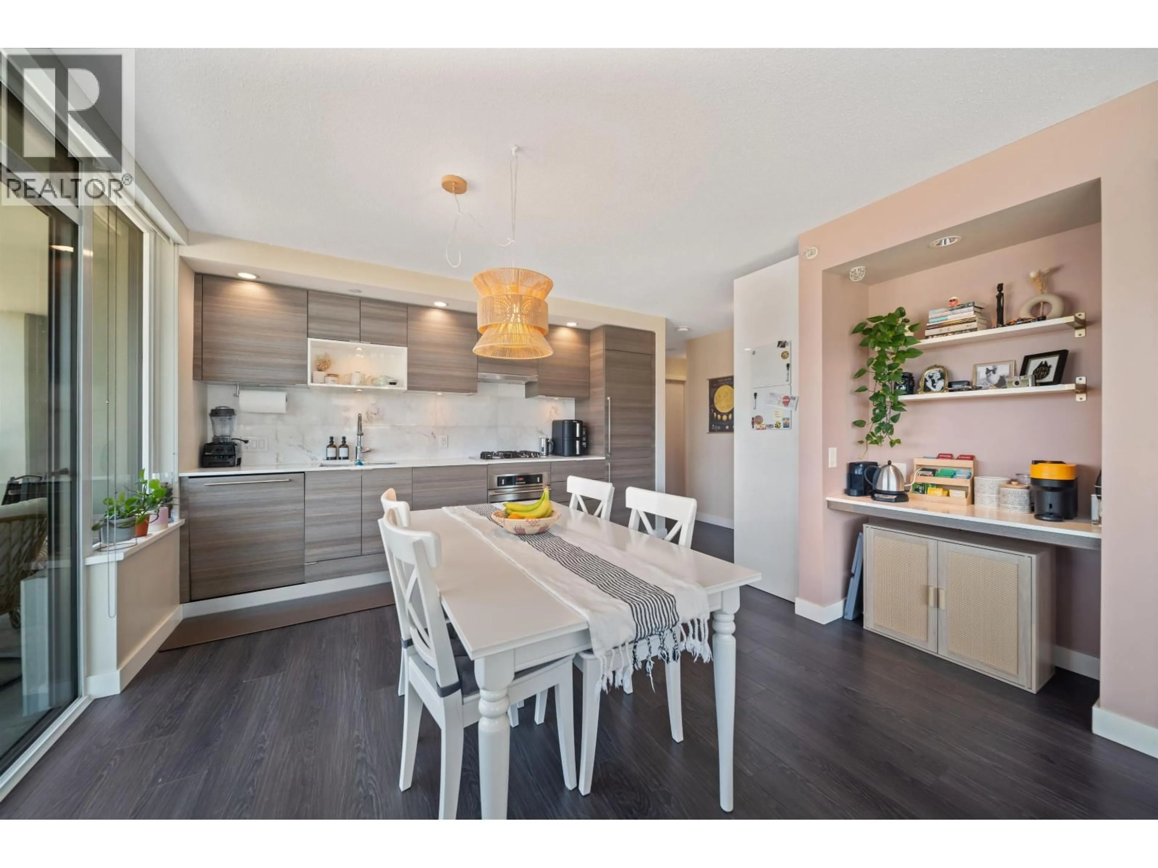 Open concept kitchen, wood/laminate floor for 602 - 602 COMO LAKE AVENUE, Coquitlam British Columbia V3J0G2