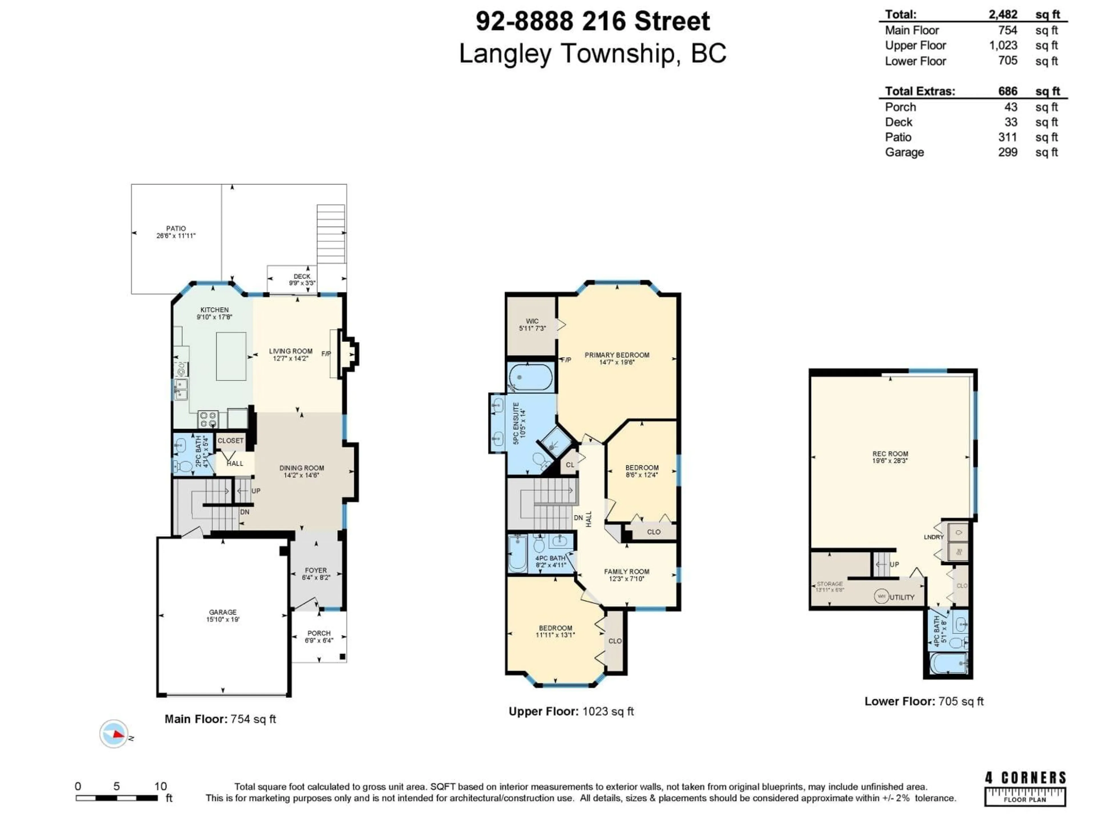 Floor plan for 92 - 8888 216 STREET, Langley British Columbia V1M3Z7