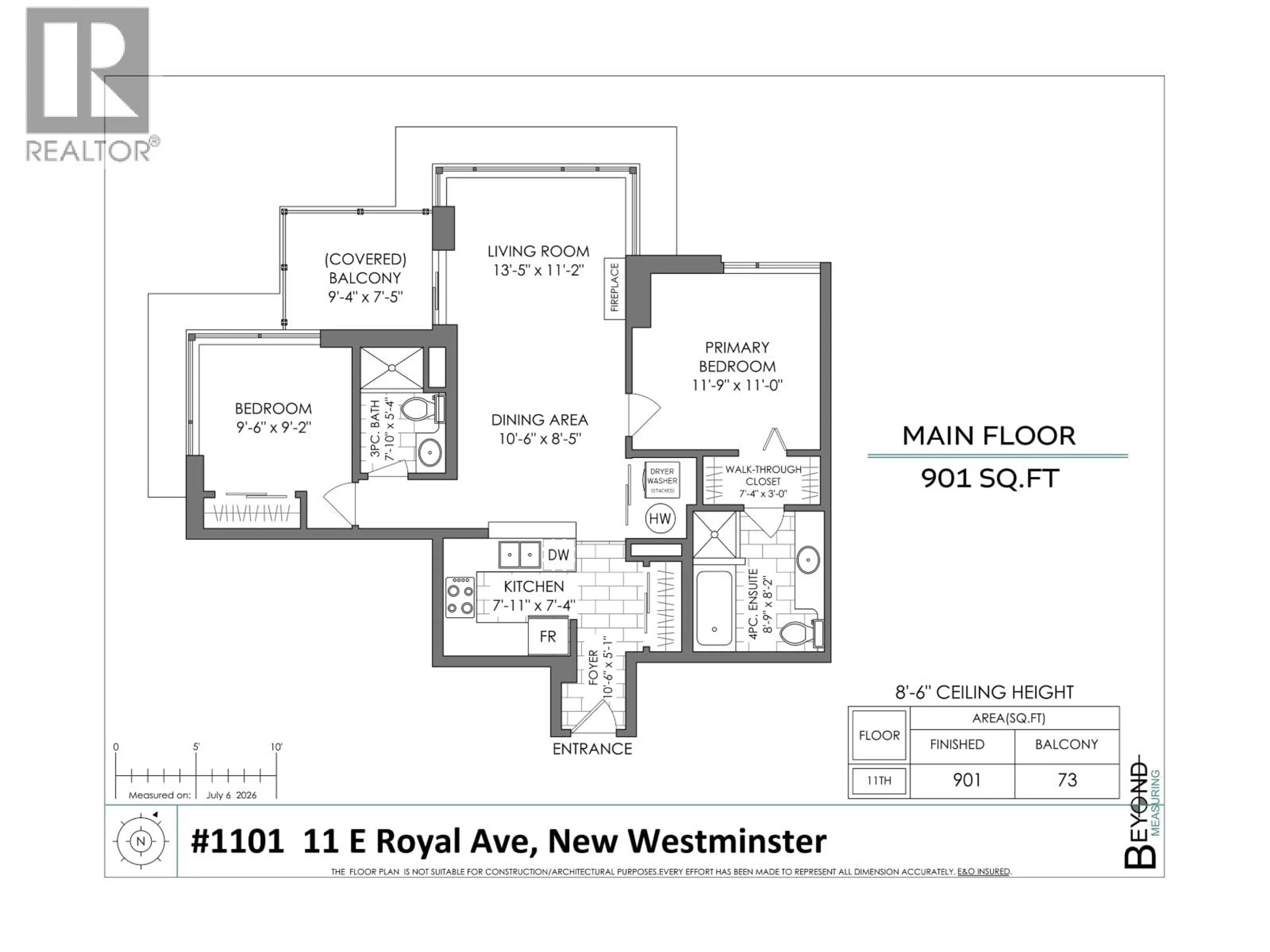 Floor plan for 1101 - 11 ROYAL AVENUE, New Westminster British Columbia V3L0A8