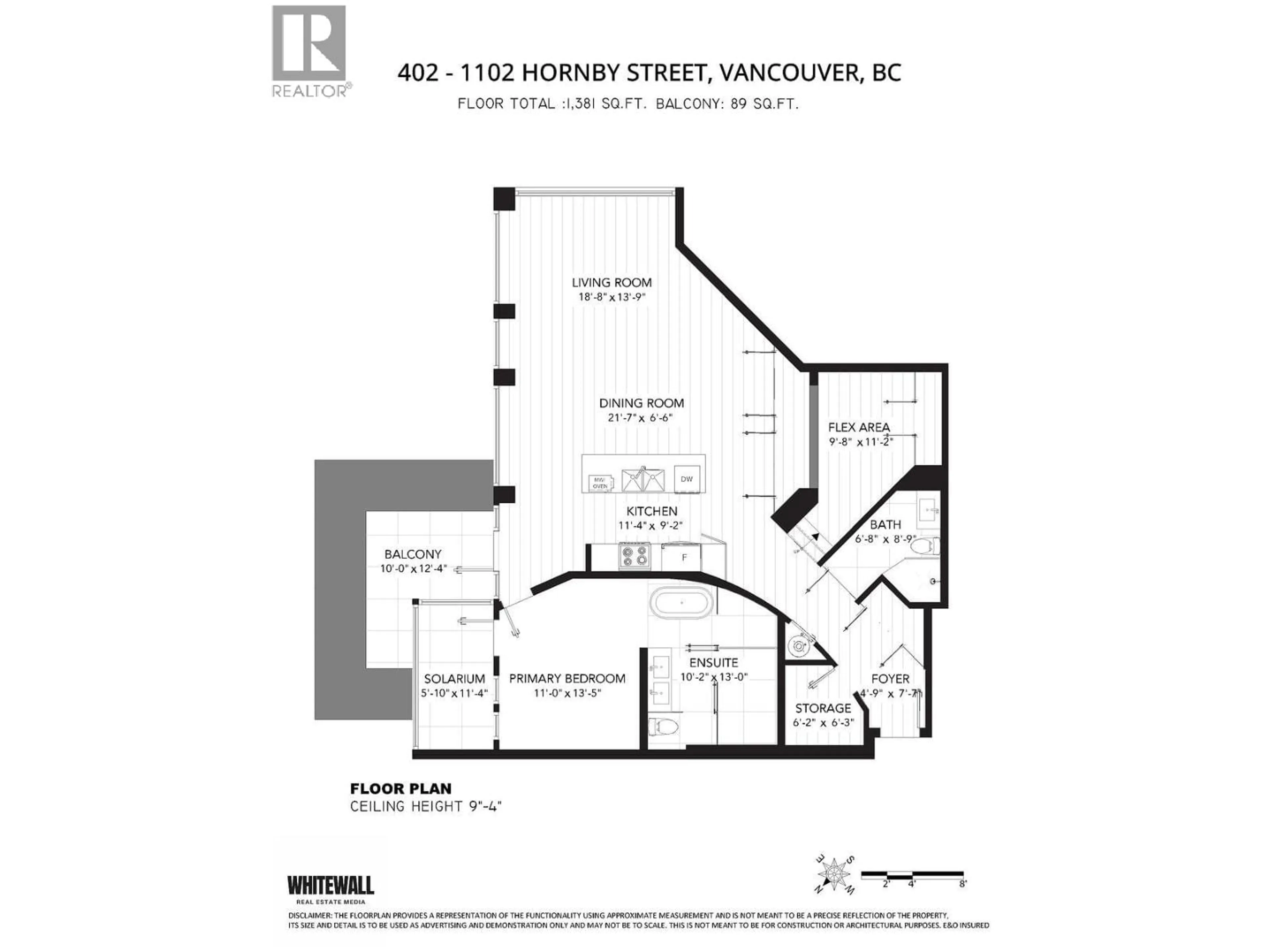 Floor plan for 402 - 1102 HORNBY STREET, Vancouver British Columbia V6Z1V8