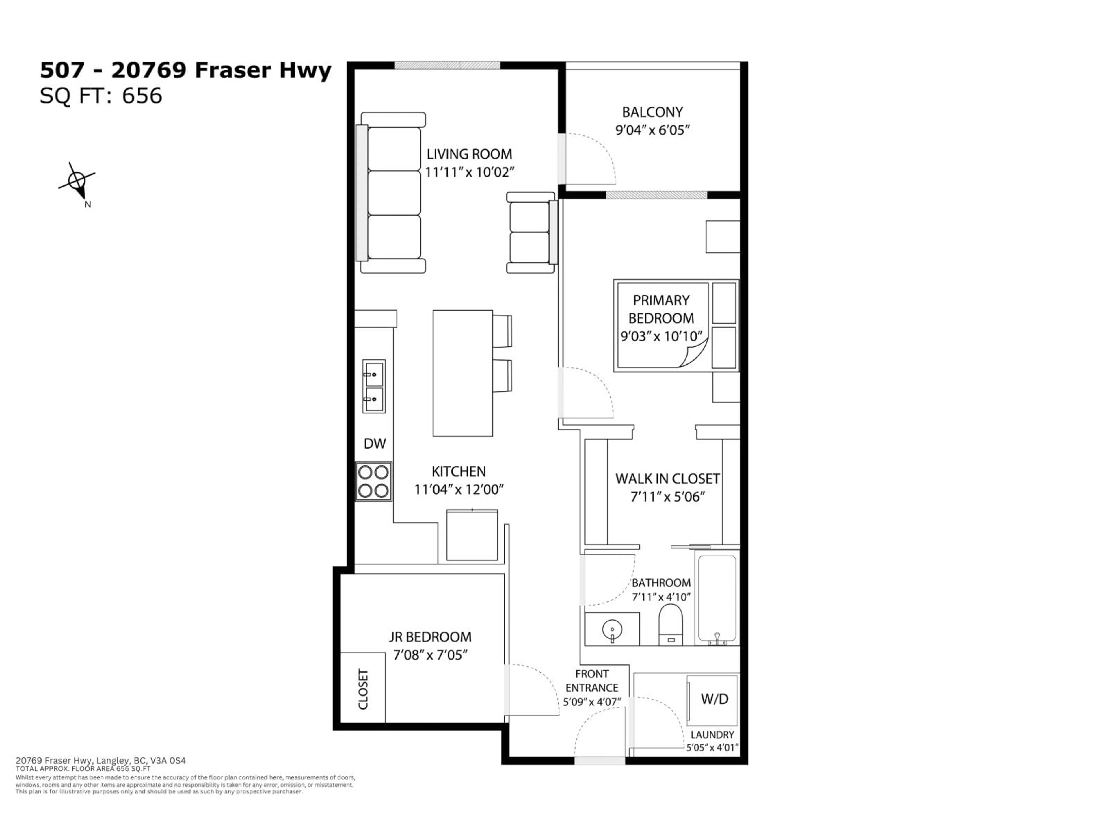 Floor plan for 507 - 20769 FRASER HIGHWAY, Langley British Columbia V3A0S4